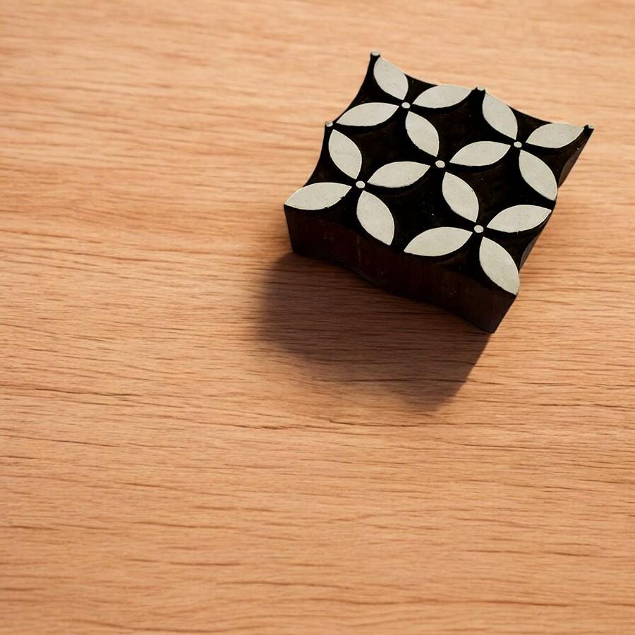 Indian Wooden Printing Block - Petal & Dot Repeat