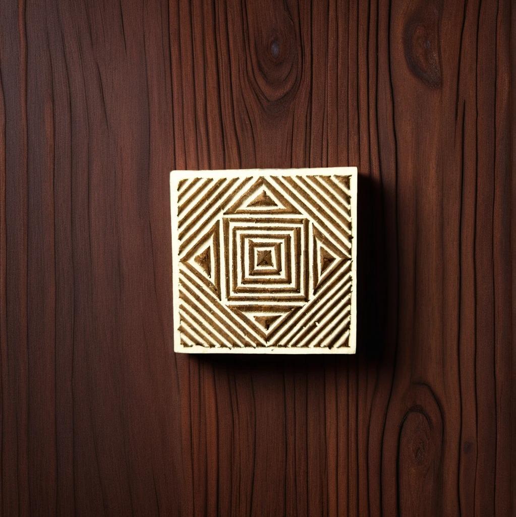 Hand Carved Wood Block Stamp, Indian Textile, Pottery, Soap (5.5cm)