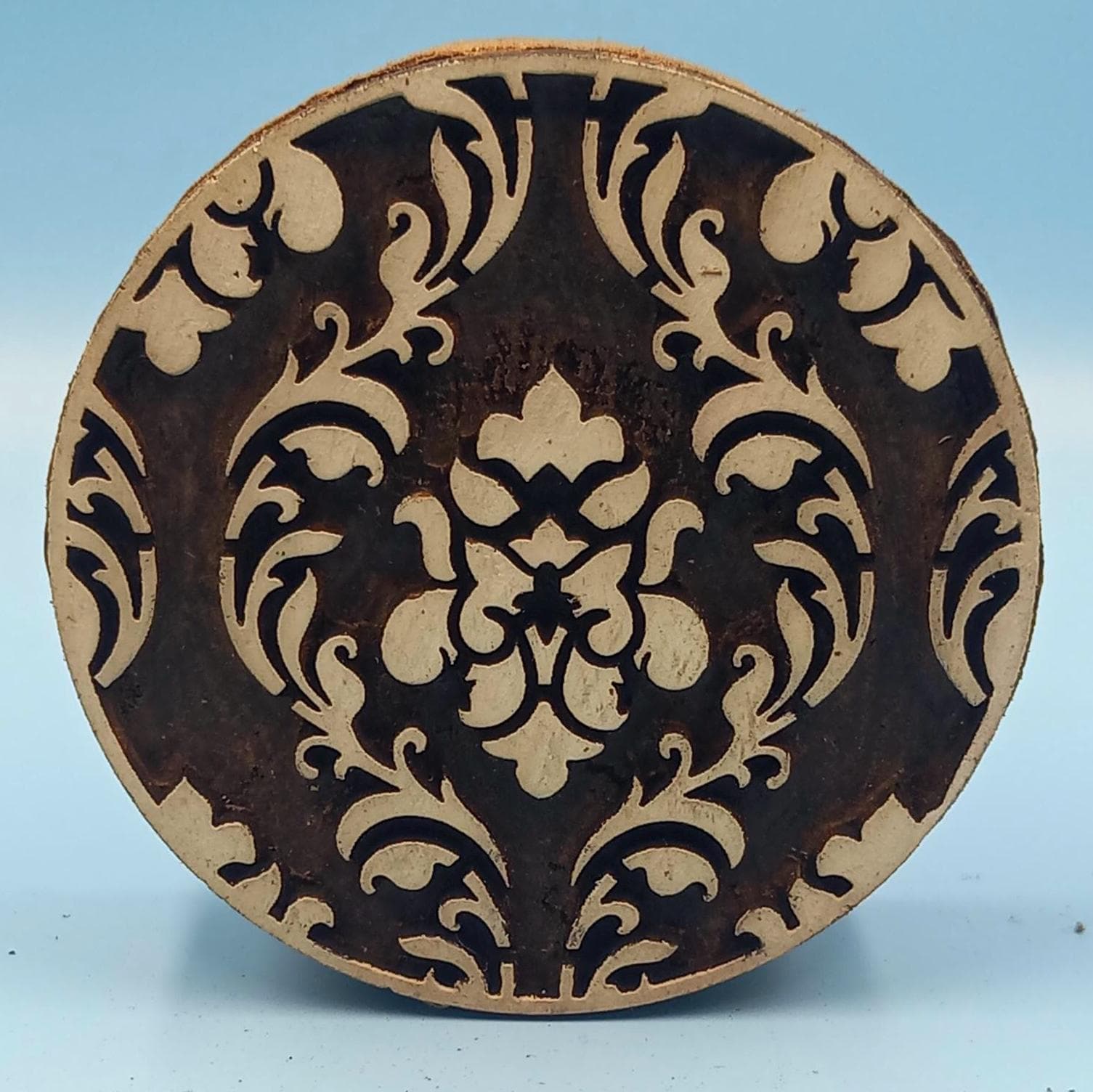 Oriental Mandala Wooden Printing Block Pottery Stamp, Batik Tjaps, Blaudruck stempel