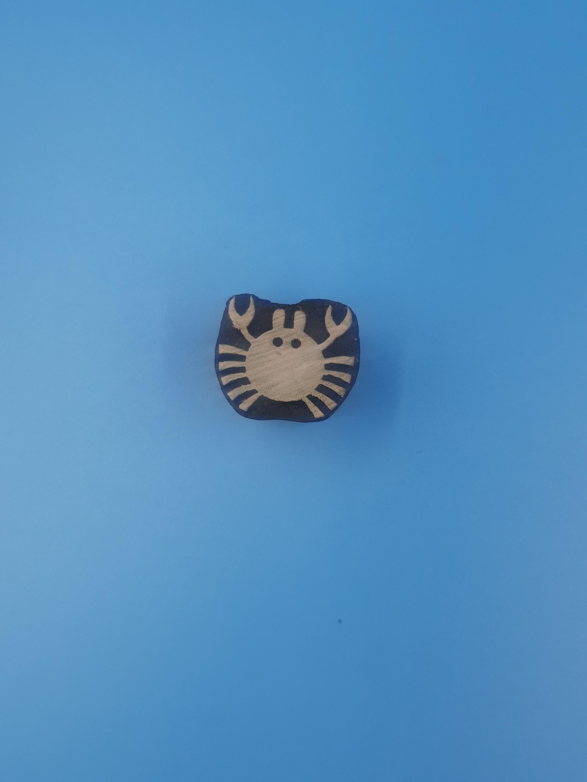 Mini Fat Crab Wooden Printing Block Pottery Stamp, Batik Tjaps, Blaudruck stempel