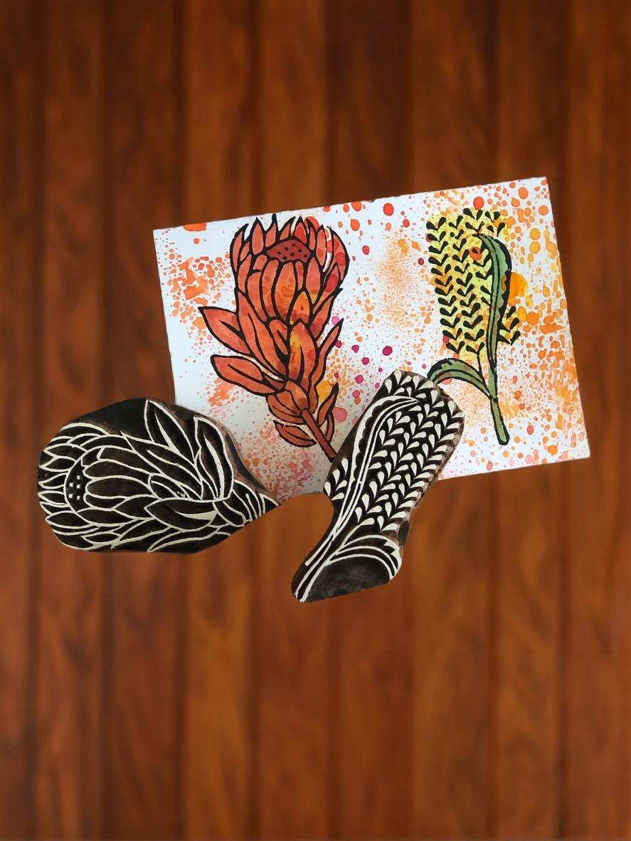 Banksia Flower Wood Block Stamp