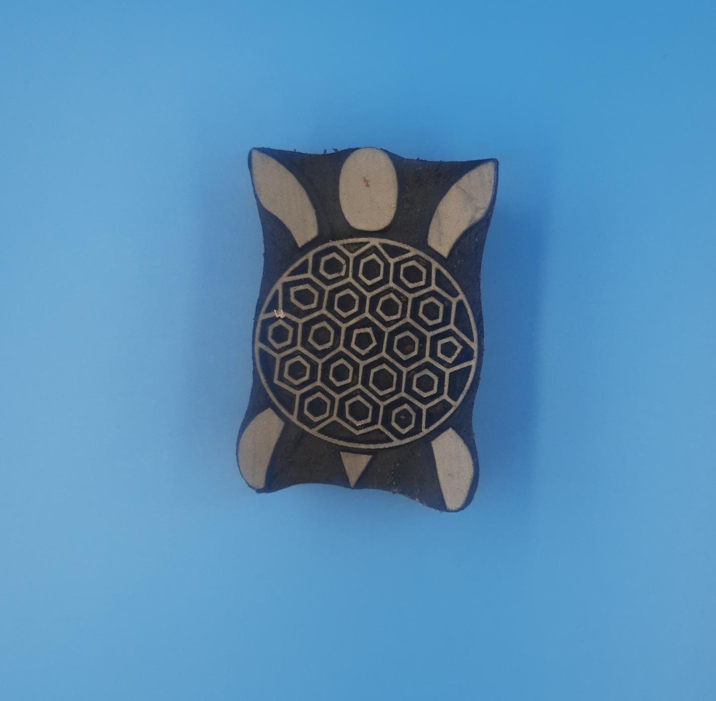 Geometric Turtle Wooden Printing Block, Batik Tjaps (4x6cm)