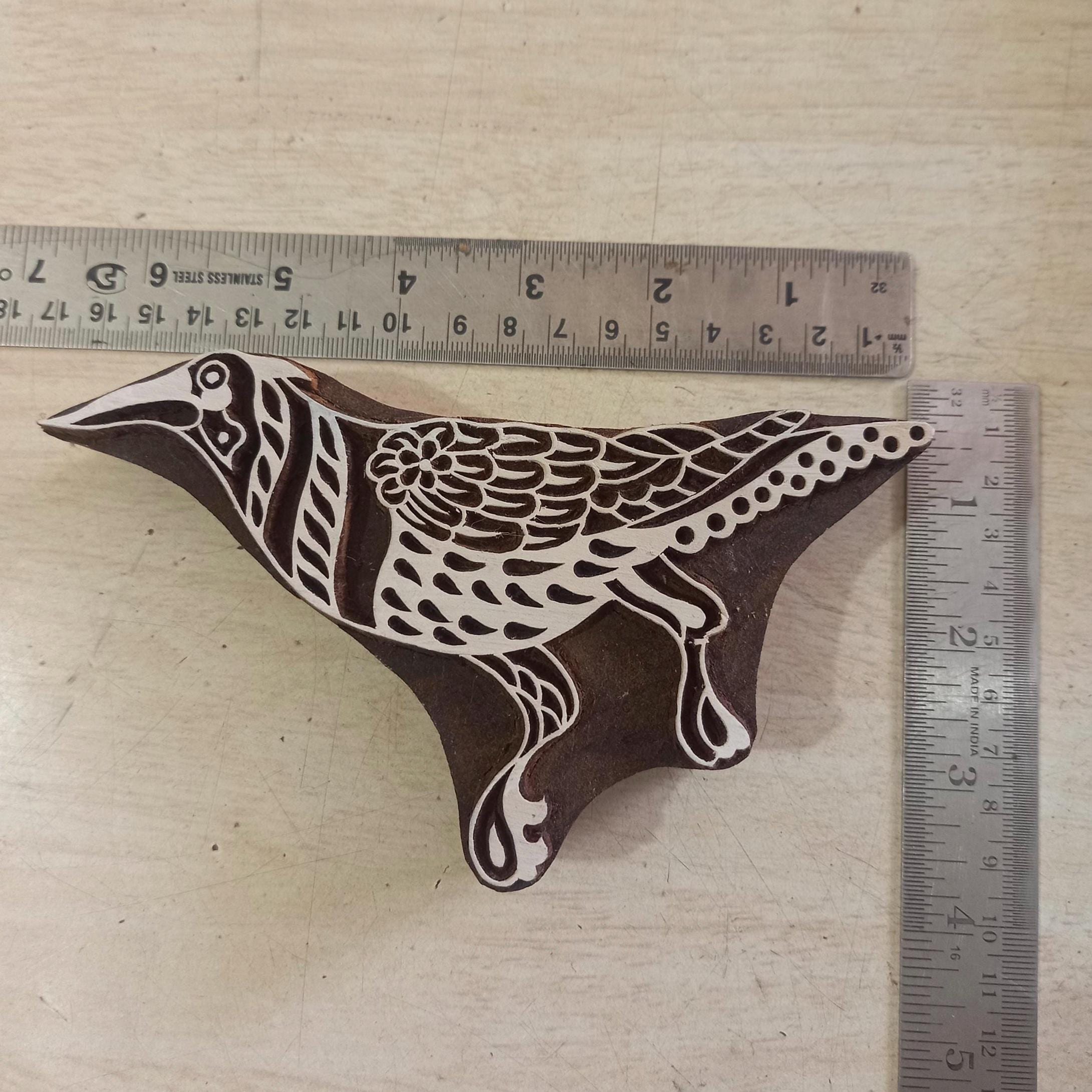 Adult Canary Wooden Printing Block Pottery Stamp, Batik Tjaps, Blaudruck stempel, floral carved stamps