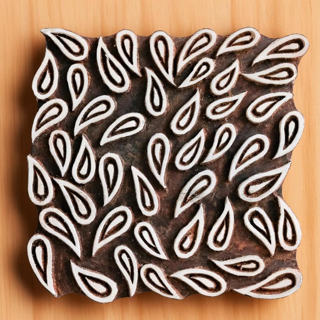 Wood Block - Paisley Drops
