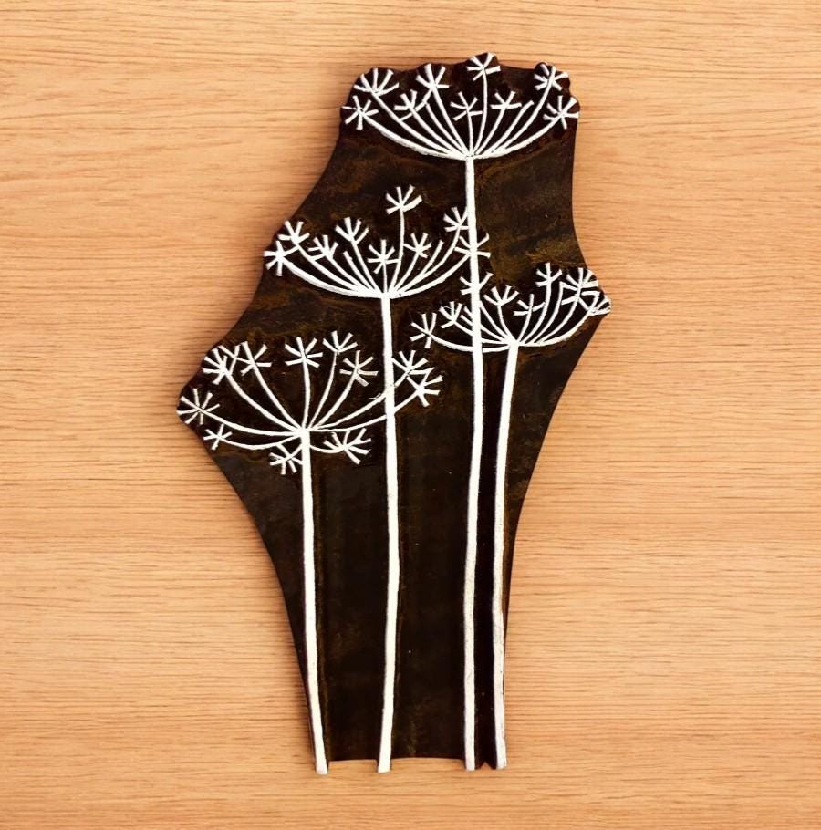 Indian Wooden Printing Block - Seedhead Cluster