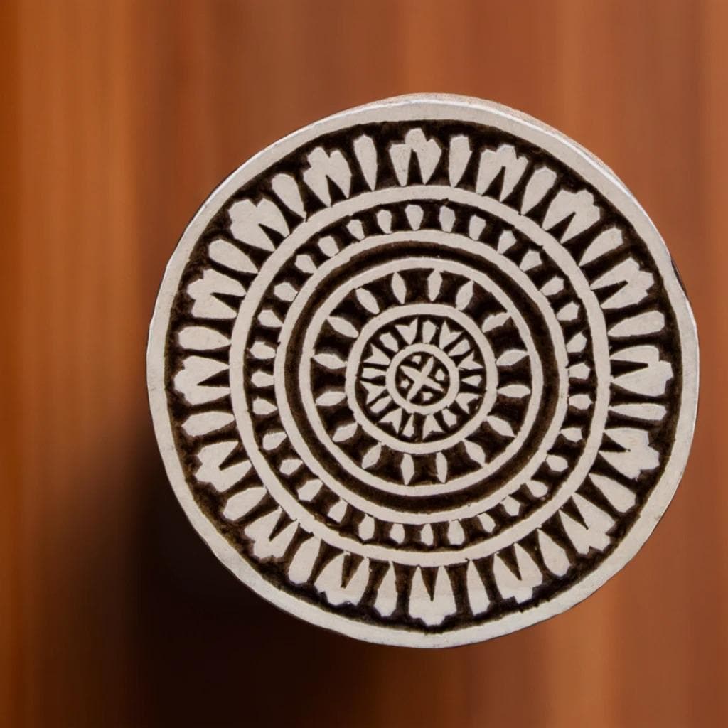Rangoli Wood Block Stamp, Indian Textile Print (3.5'' Diameter)