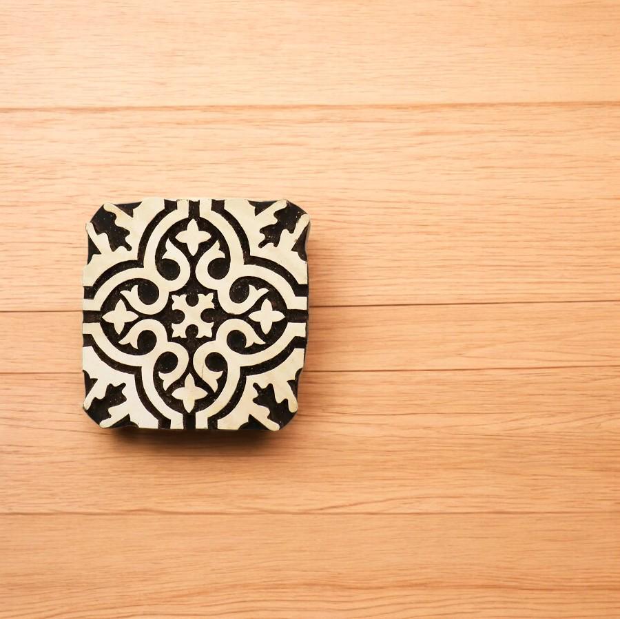 Indian Wooden Printing Block - Large Patterned Tile 2