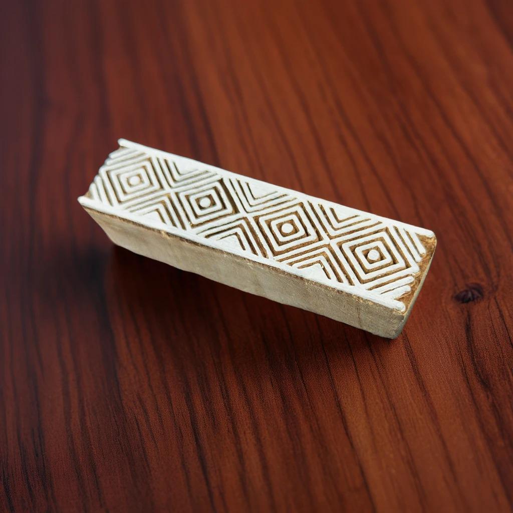 Geometric Border Pottery Stamp, Hand Carved Indian Wood Blockprint (10.5cm x 2.5cm)