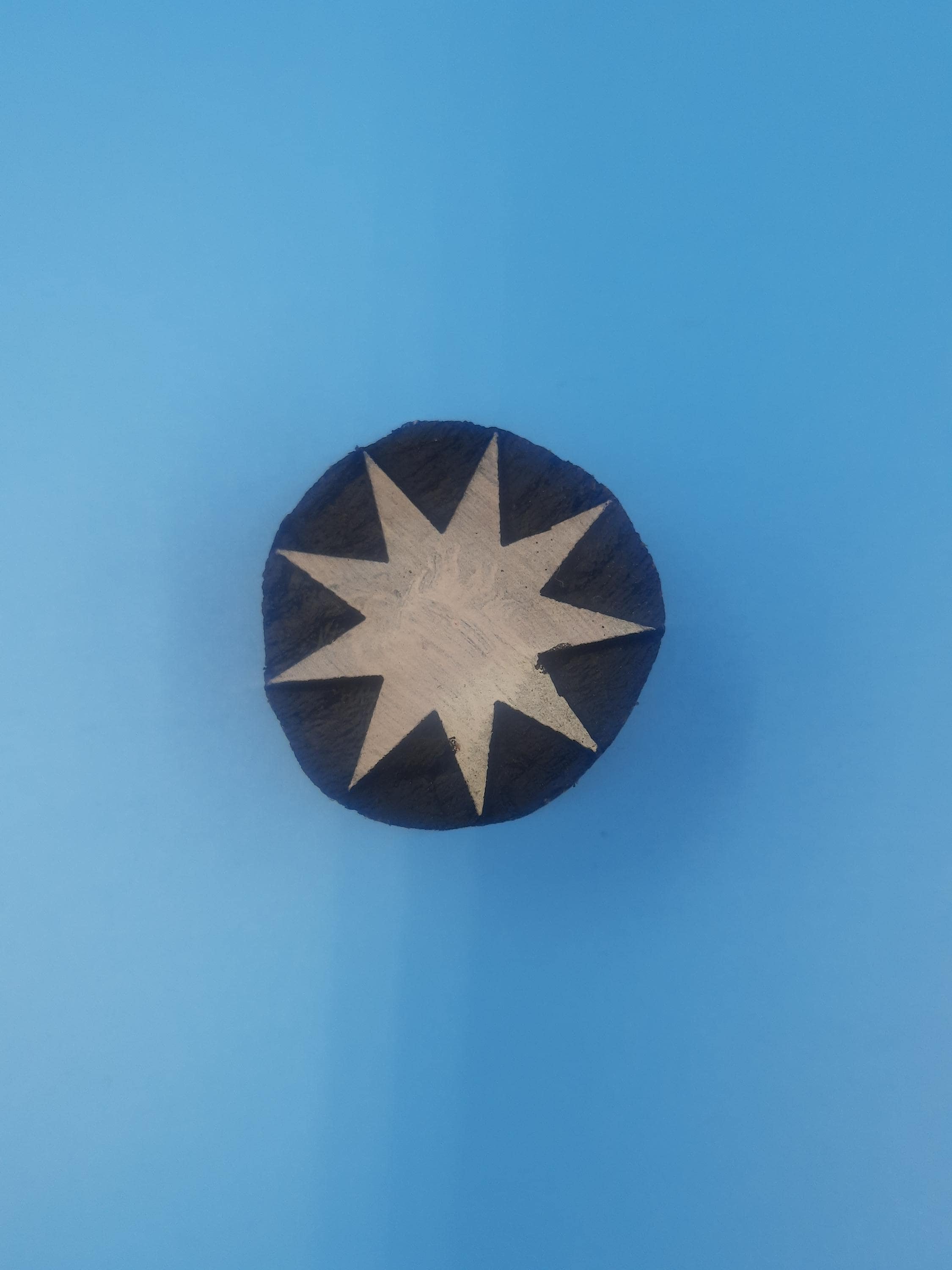 9 point Star Wooden Printing Block Pottery Stamp, Batik Tjaps, Blaudruck stempel