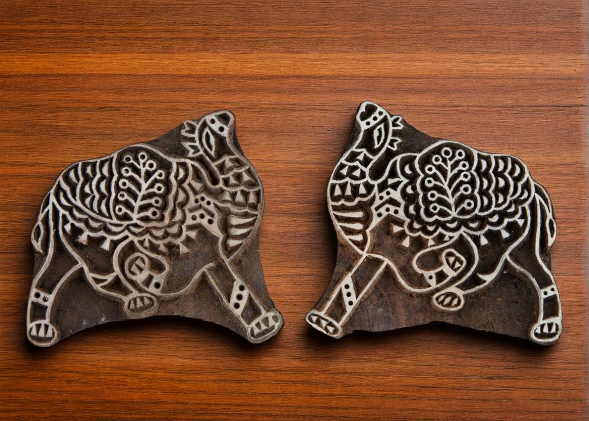 Hand Carved Wood Stamp, Happy Camel Block Print (4" x 3.5")