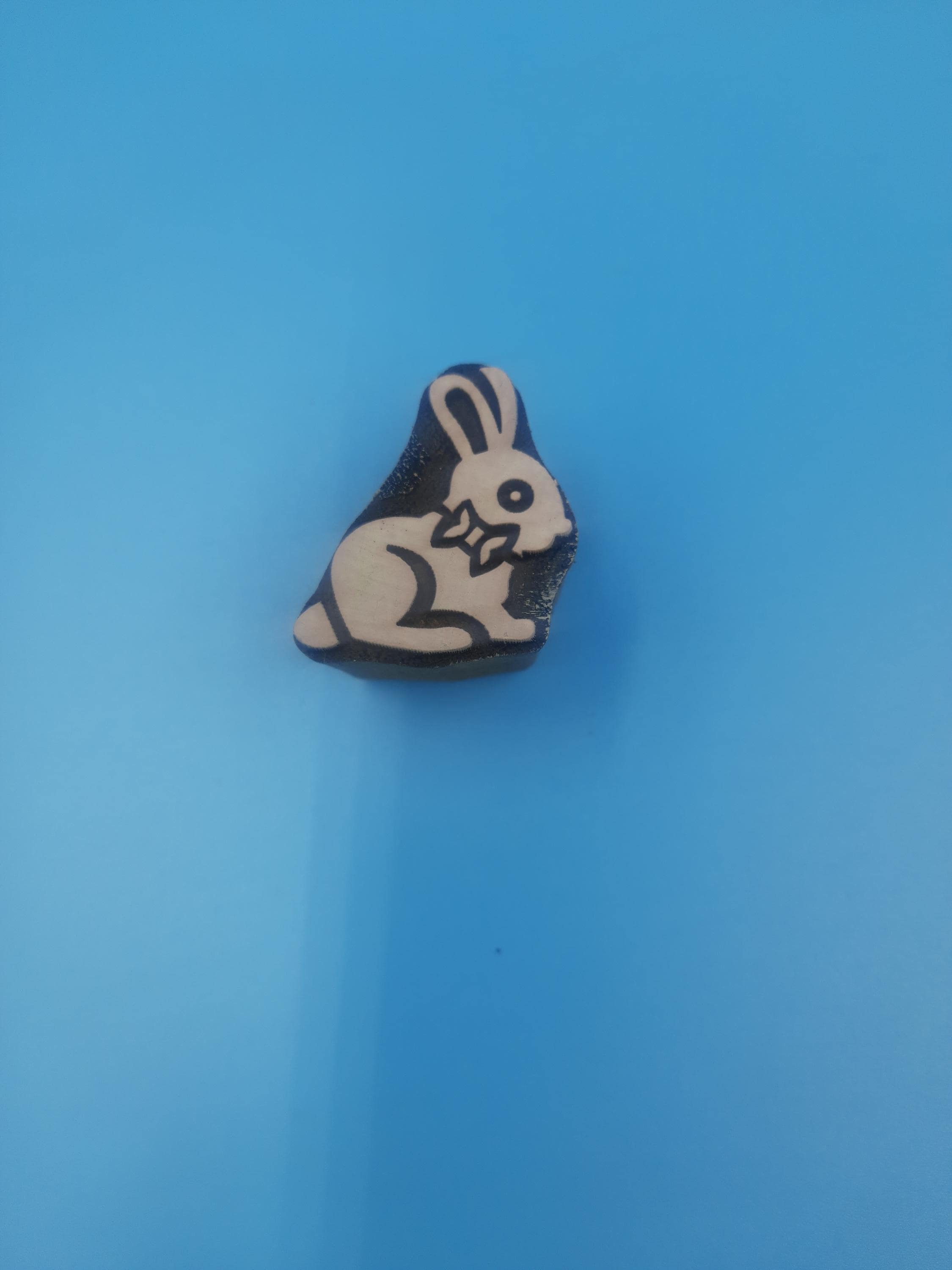 Mini Rabbit Wooden Printing Block Pottery Stamp, Batik Tjaps, Blaudruck stempel