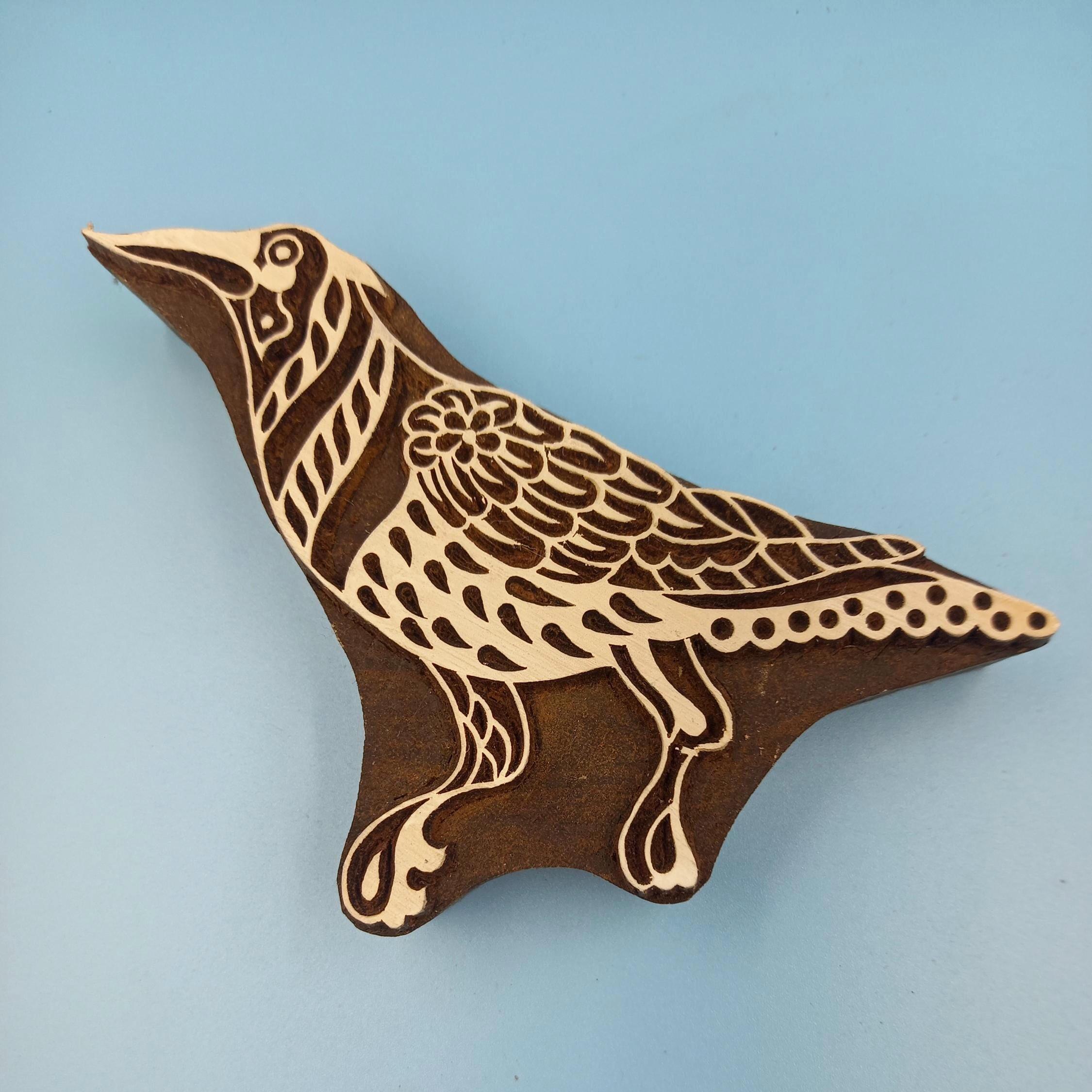 Adult Canary Wooden Printing Block Pottery Stamp, Batik Tjaps, Blaudruck stempel, floral carved stamps