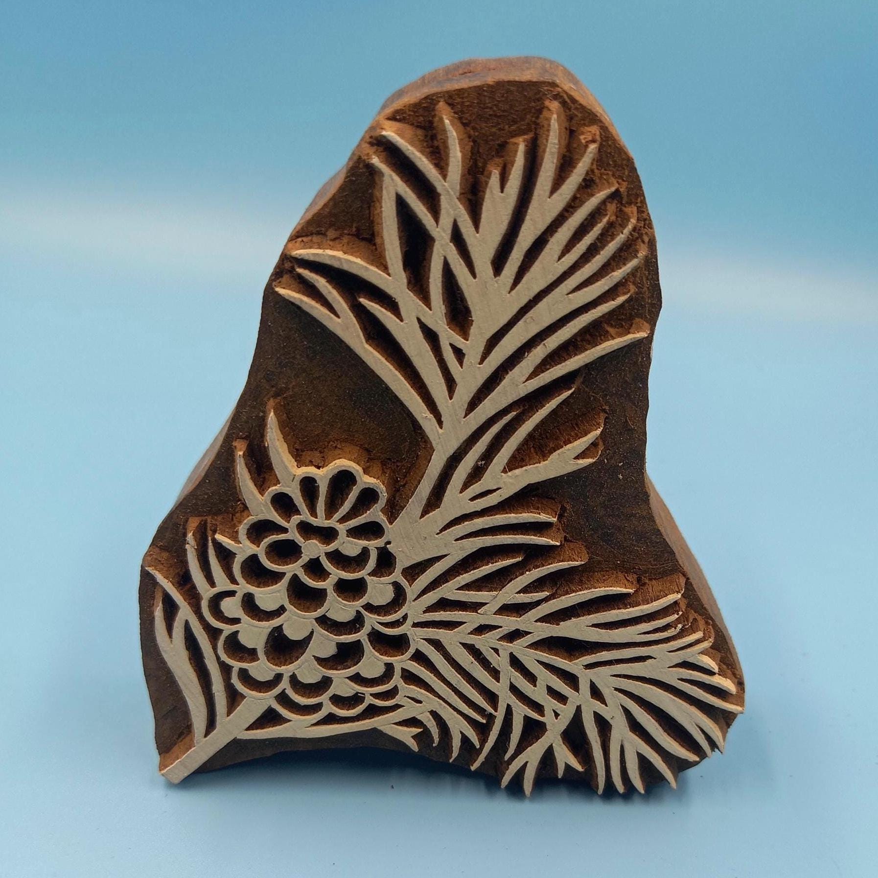 Thorny Flower Bud Wooden Printing Block Pottery Stamp, Batik Tjaps, Blaudruck stempel