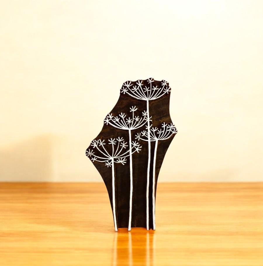 Indian Wooden Printing Block - Seedhead Cluster