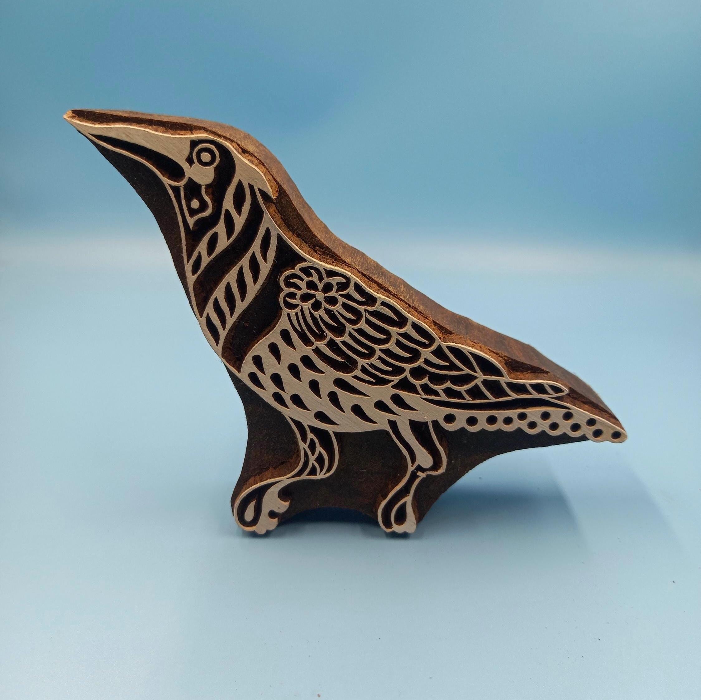 Adult Canary Wooden Printing Block Pottery Stamp, Batik Tjaps, Blaudruck stempel, floral carved stamps