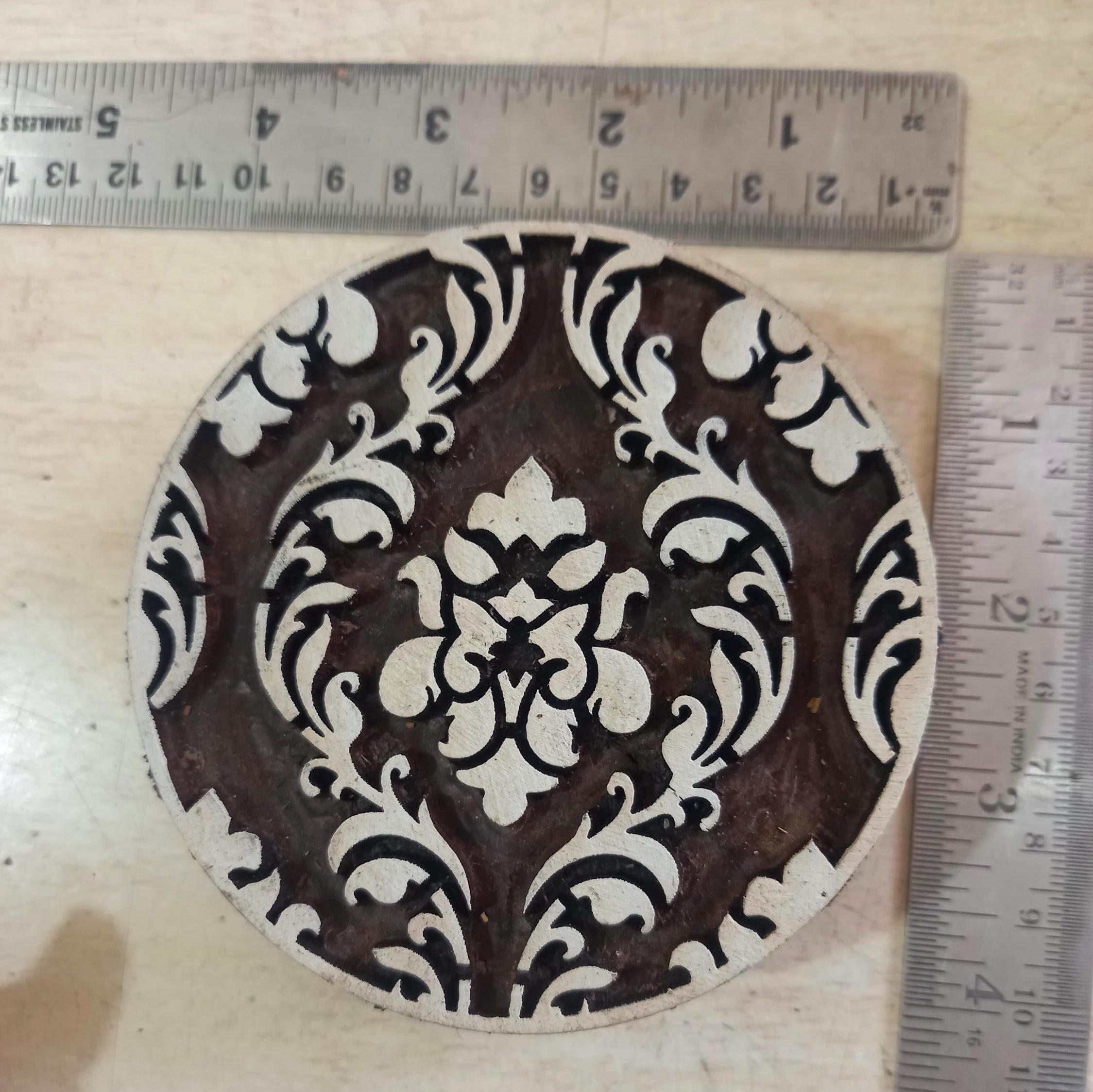 Oriental Mandala Wooden Printing Block Pottery Stamp, Batik Tjaps, Blaudruck stempel