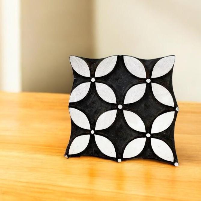 Indian Wooden Printing Block - Petal & Dot Repeat