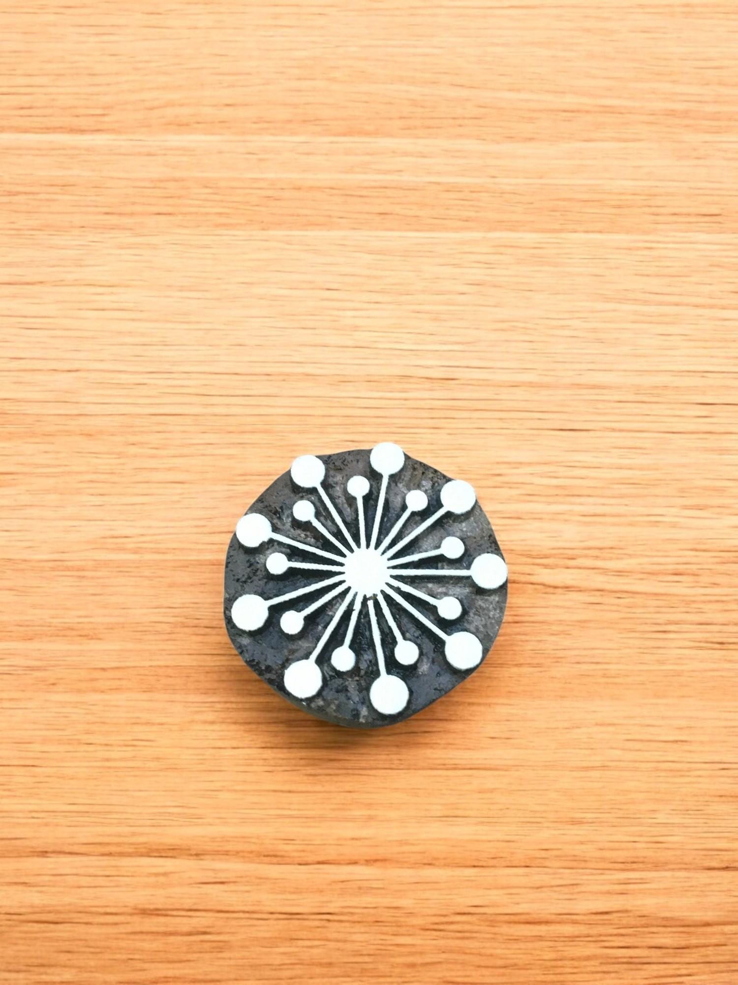 Detailed Christmas Bauble, hand carved Indian wood printing block; textile stamp; pottery stamp,