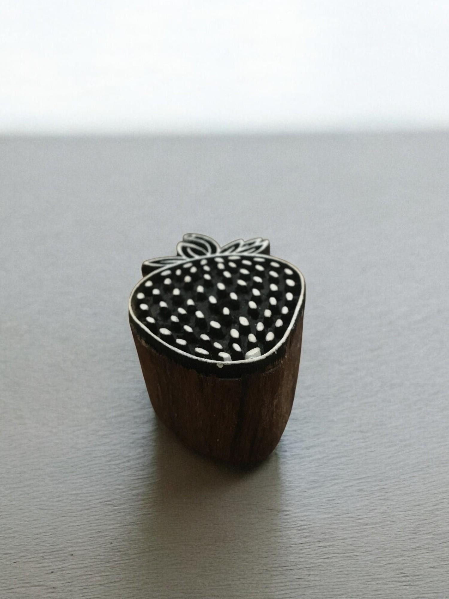 Strawberry Printing Block - Hand Carved Indian Wood Stamp