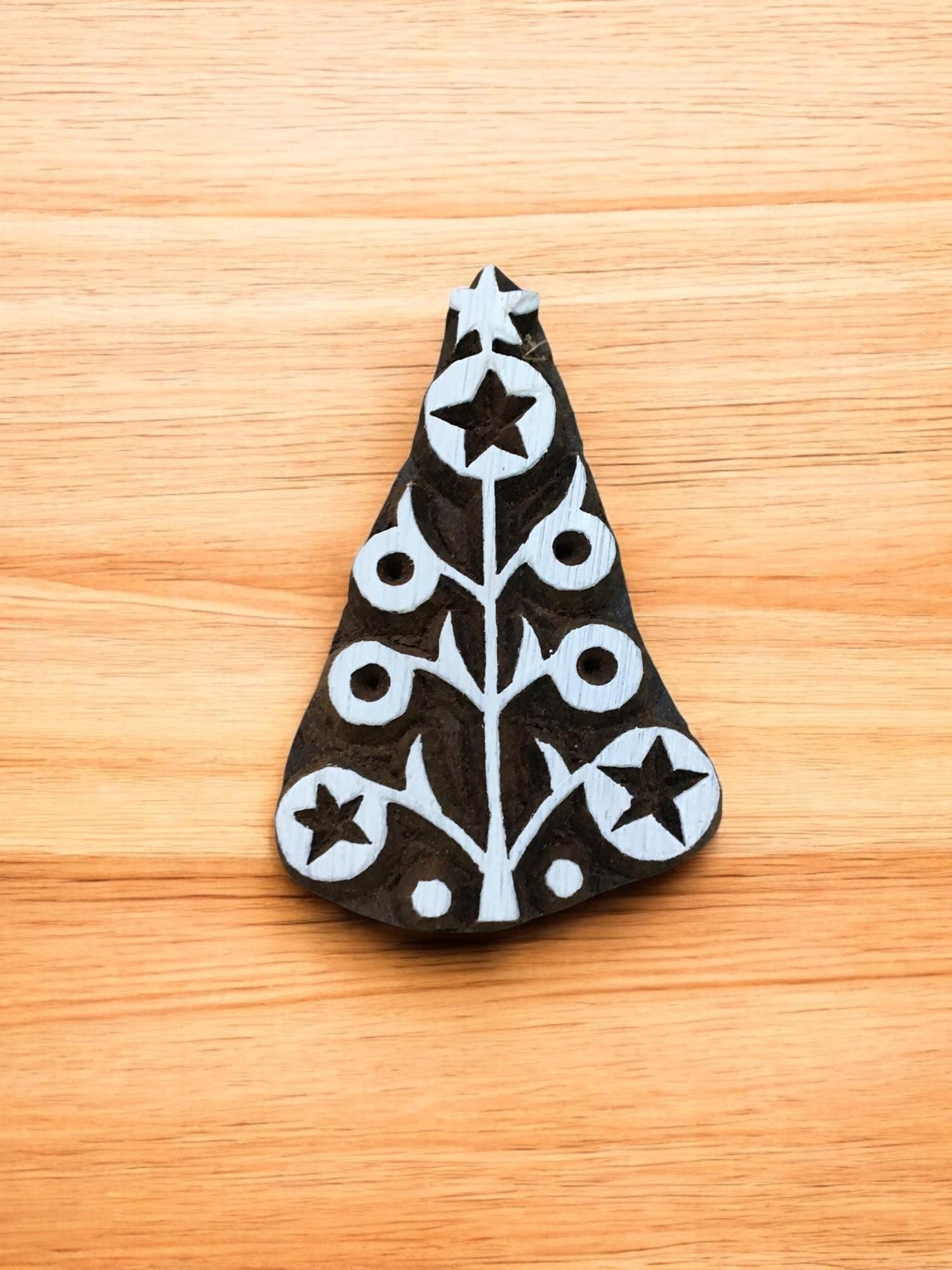 Christmas Tree, pottery stamp ceramic mould scrapbooking tjap batik printing floral carved stamps.