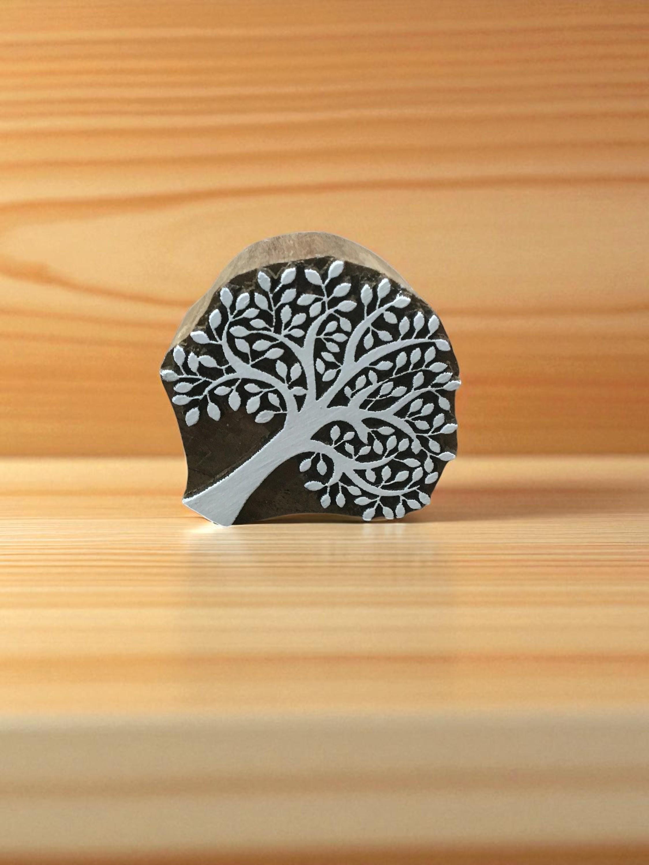 Hand Carved Spring Tree Wood Stamp – Indian Textile Block