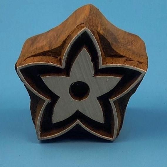 Star FlowerWooden Printing Block Pottery Stamp, Batik Tjaps, Blaudruck stempel