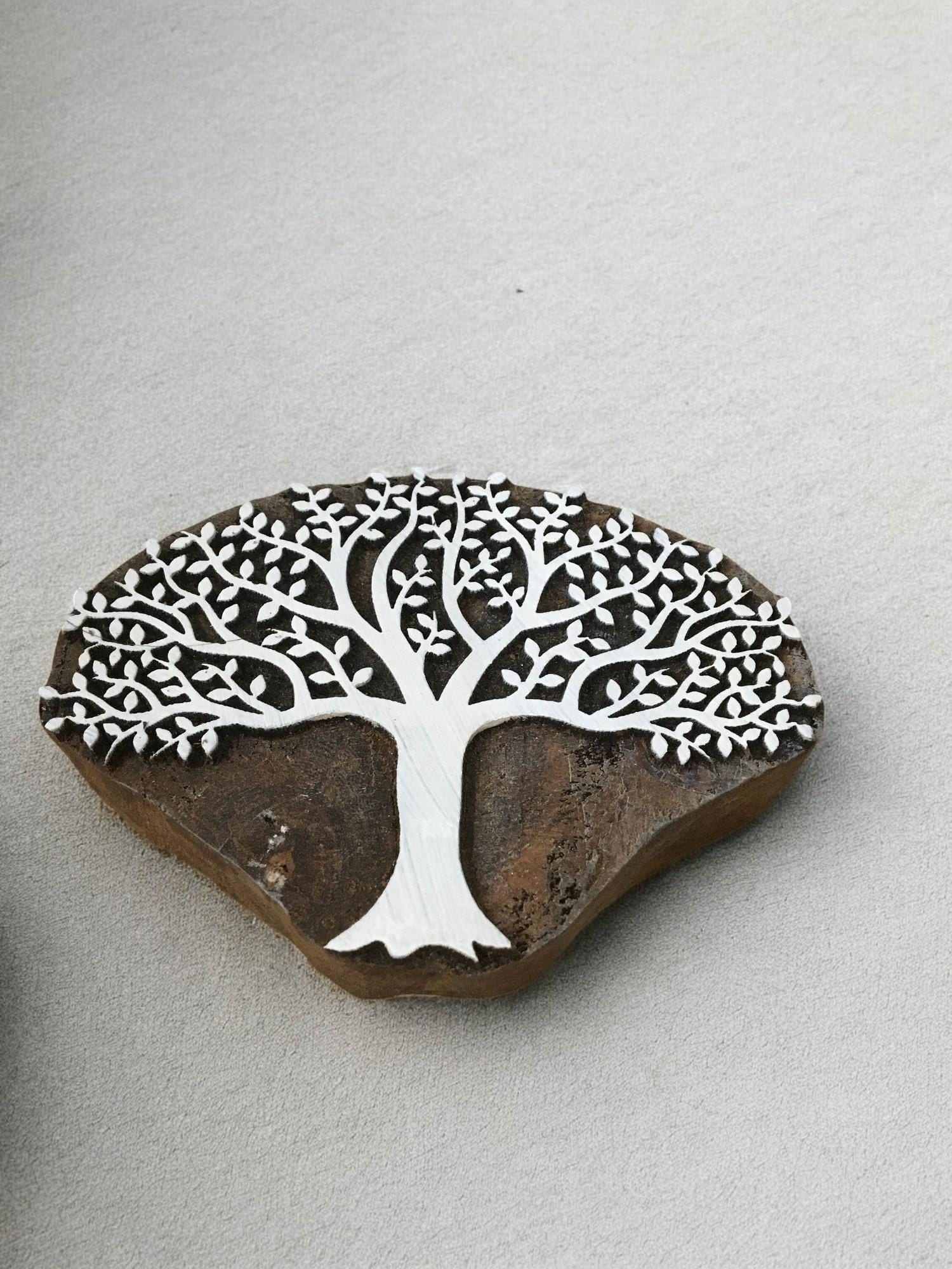Banyan Tree , hand carved Indian wood printing block; textile stamp; pottery stamp,