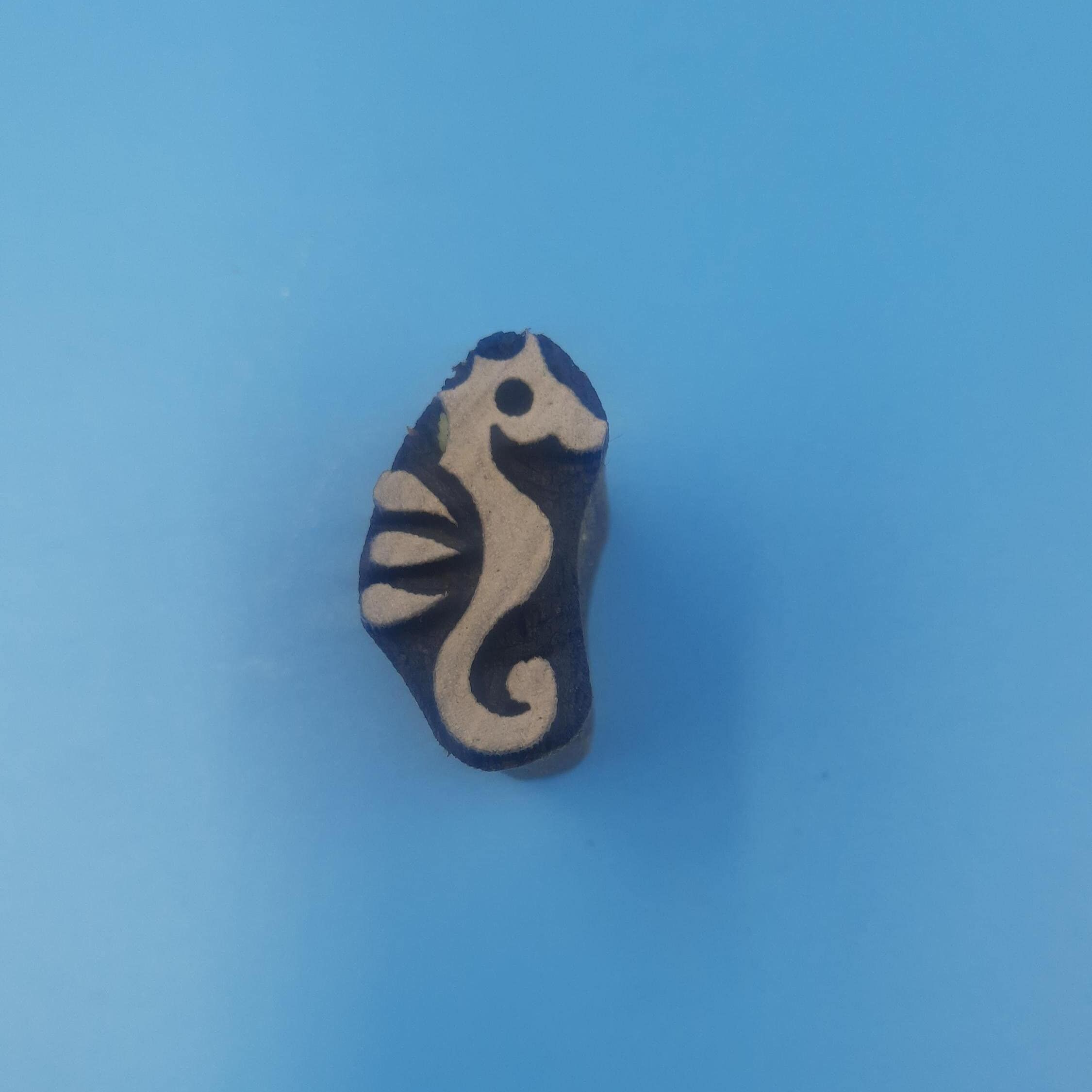 Solid Seahorse Wooden Printing Block Pottery Stamp, Batik Tjaps, Blaudruck stempel