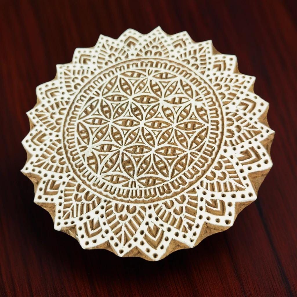 XL Mandala Printing Block | Indian Woodblocks and Batik Stamps