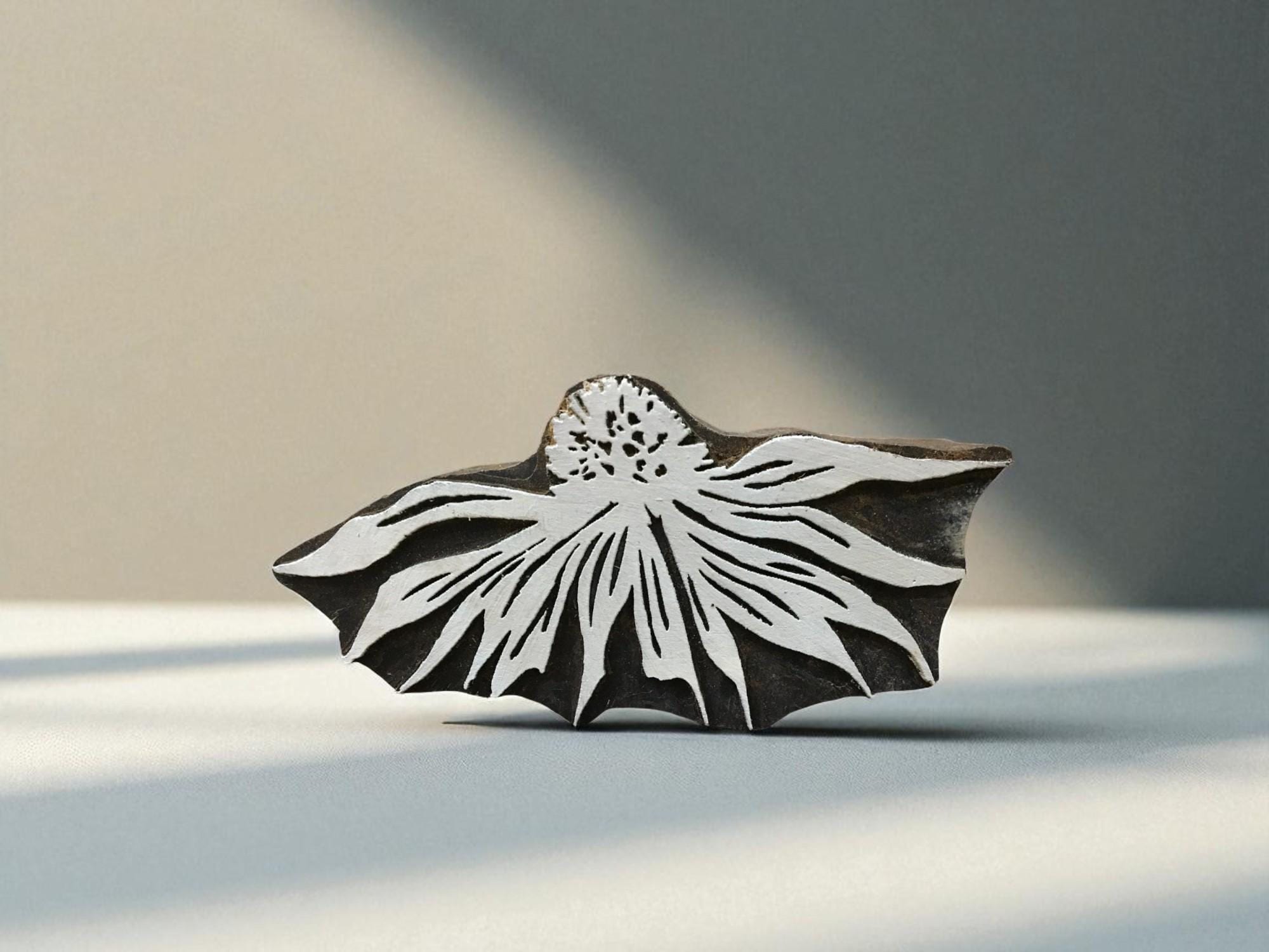 Echinacea  Flower 1,  hand carved Indian wood printing block; textile stamp; pottery stamp,