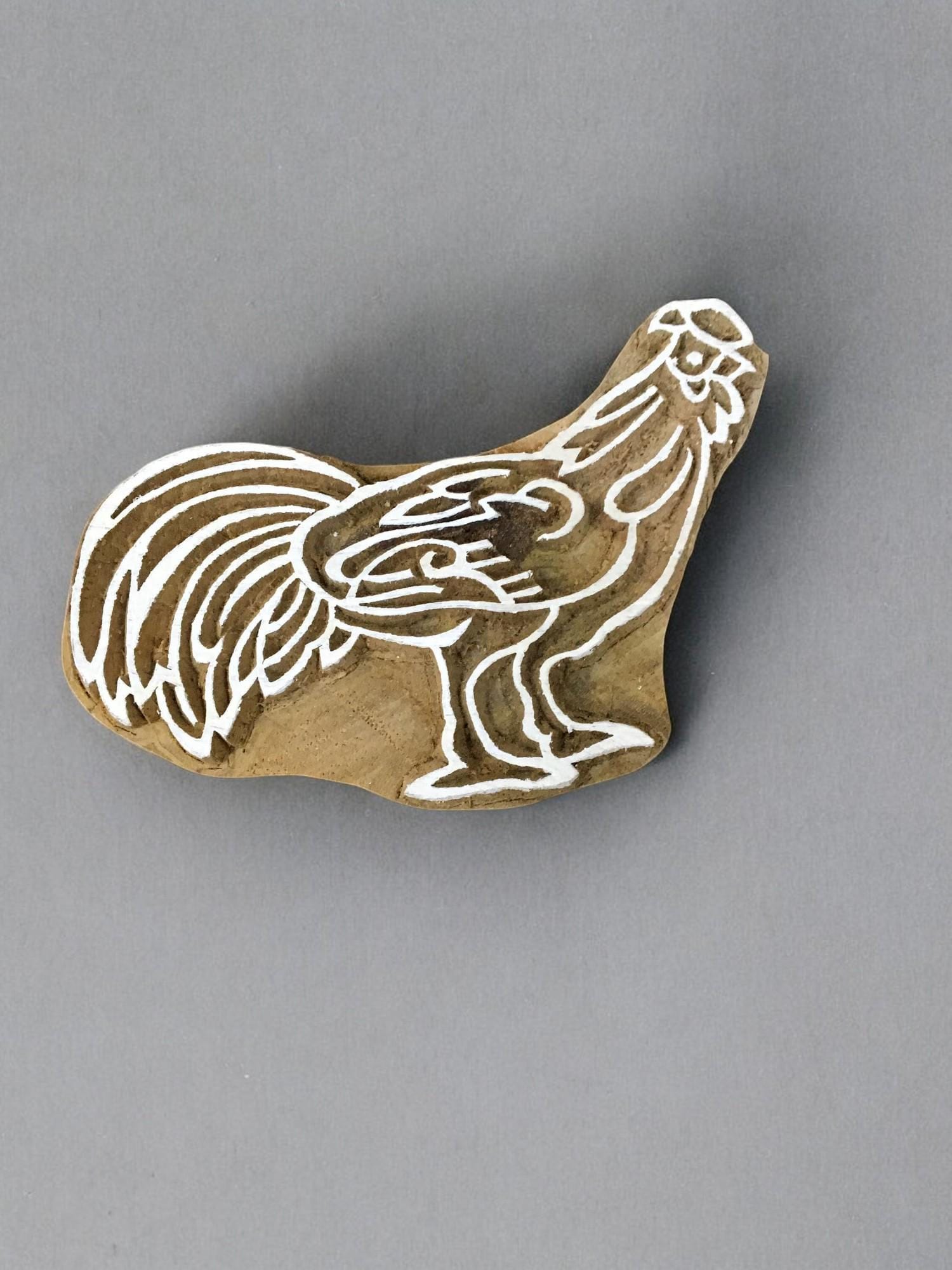 Family Of hen 02  hand carved Indian wood printing block; textile stamp; pottery stamp,
