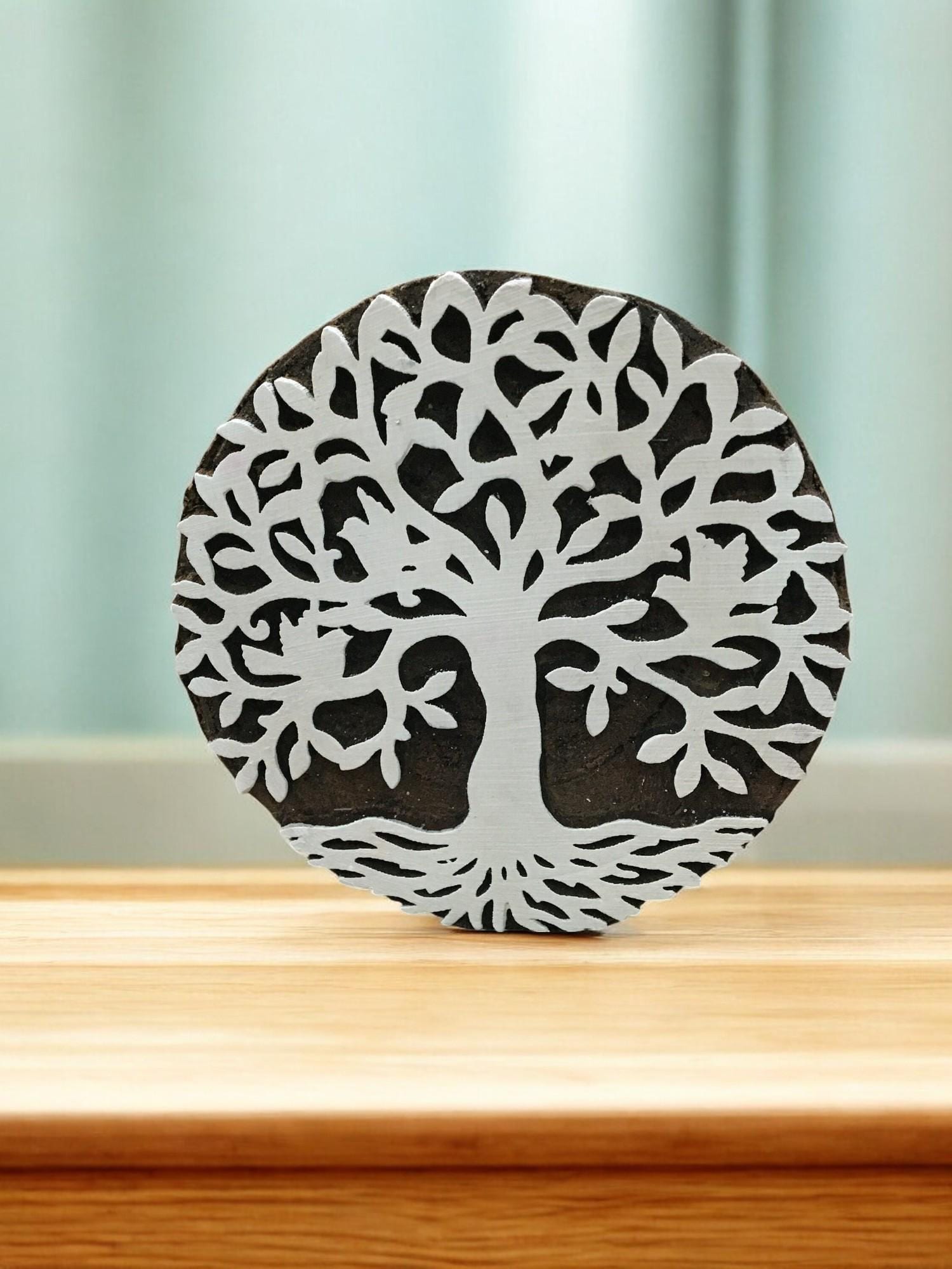 Banyan Tree Wood Stamp: Hand Carved Indian Printing Block