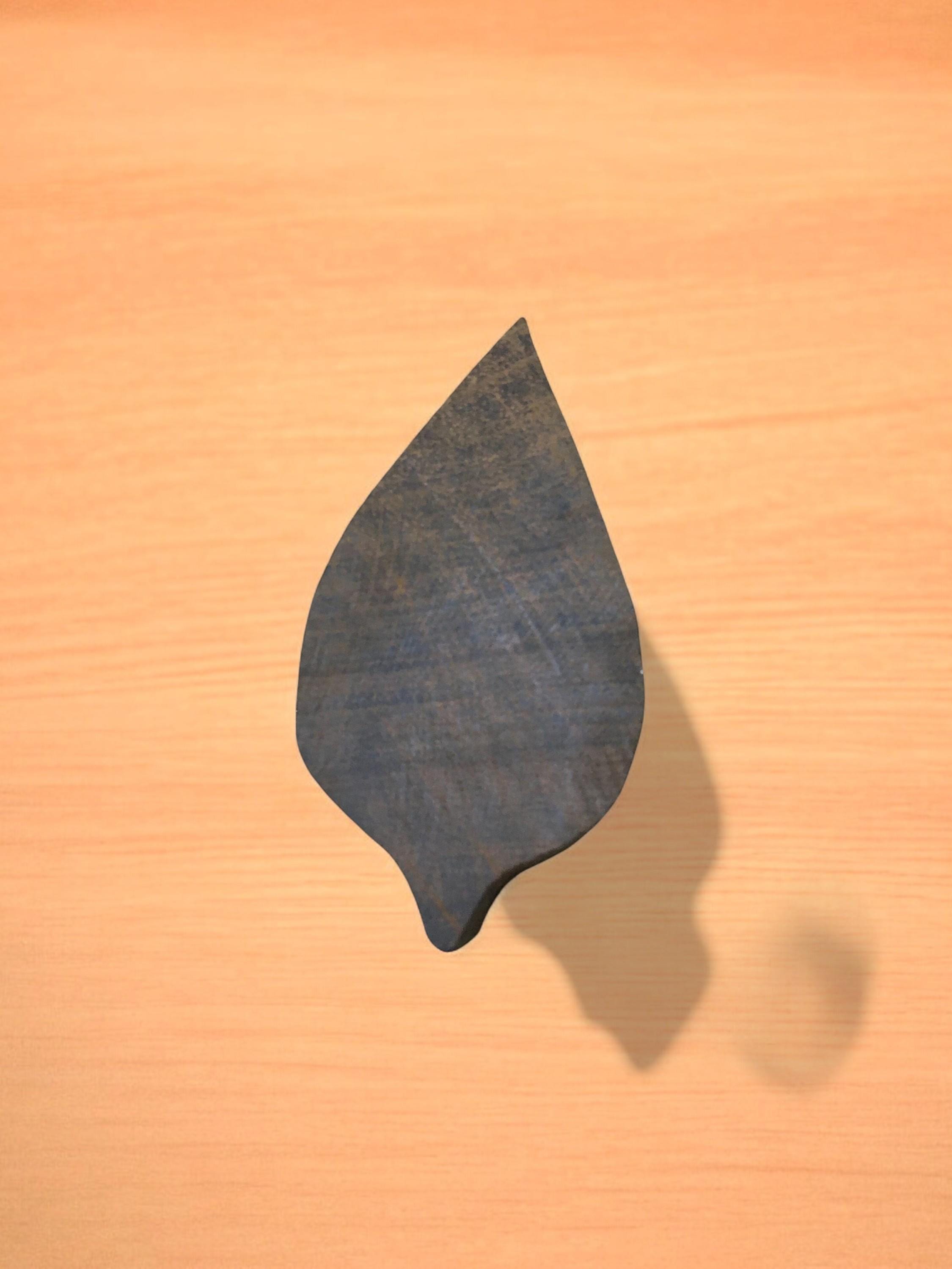 Stripy Leaf, hand carved Indian wood printing block; textile stamp; pottery stamp,