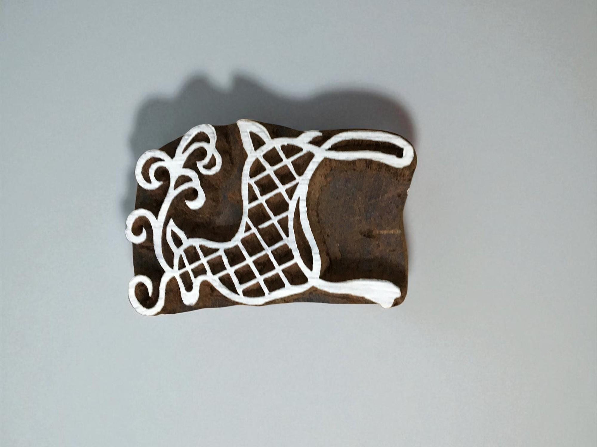 X mas Reindeer,  hand carved Indian wood printing block; textile stamp; pottery stamp,