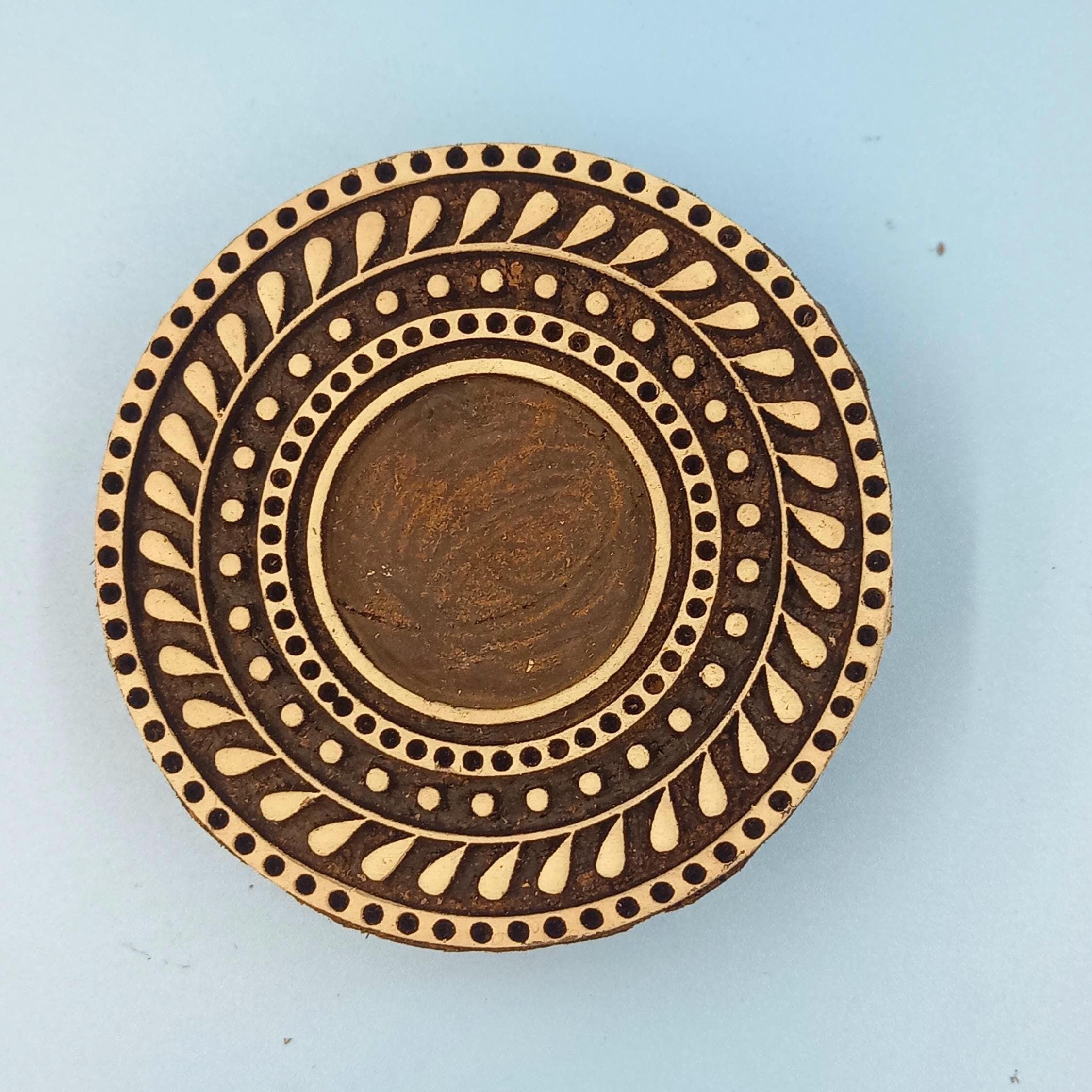 Mandala Wooden Printing Block Pottery Stamp, Batik Tjaps, Blaudruck stempel