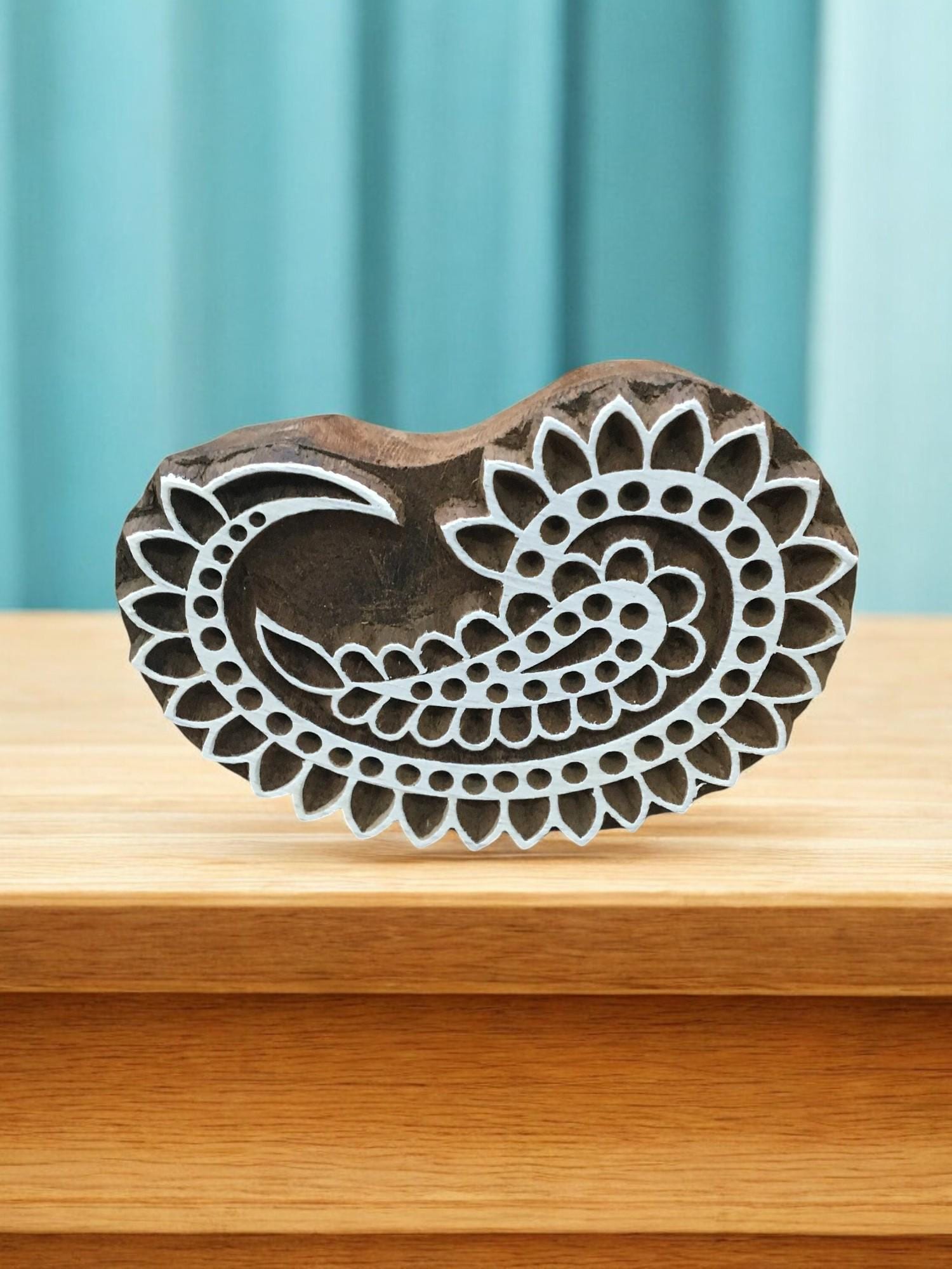 Hand Carved Paisley Wood Stamp, Indian Textile Block Print