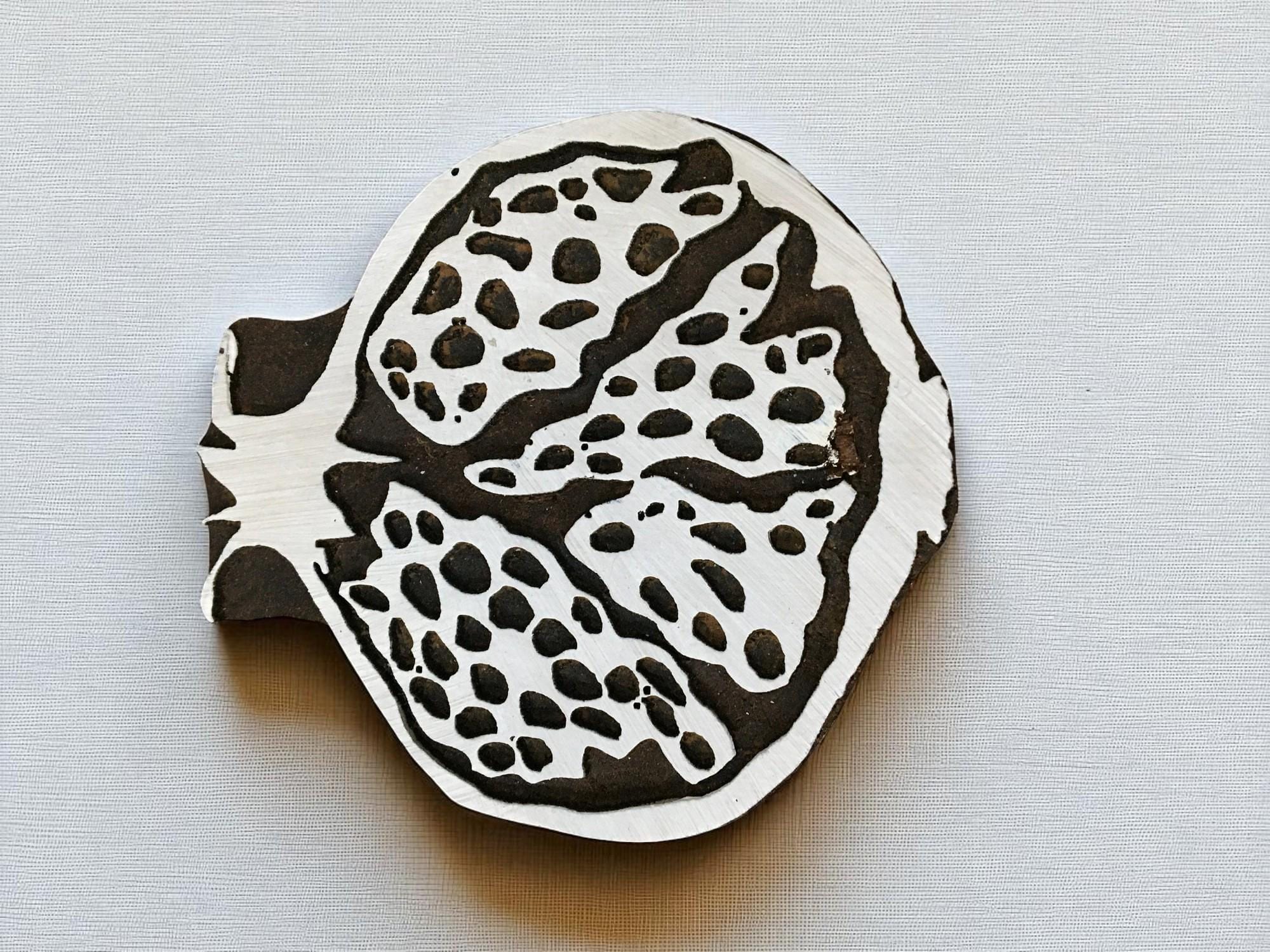 Half Pomegranate Wooden Stamp, Hand Carved Indian Block
