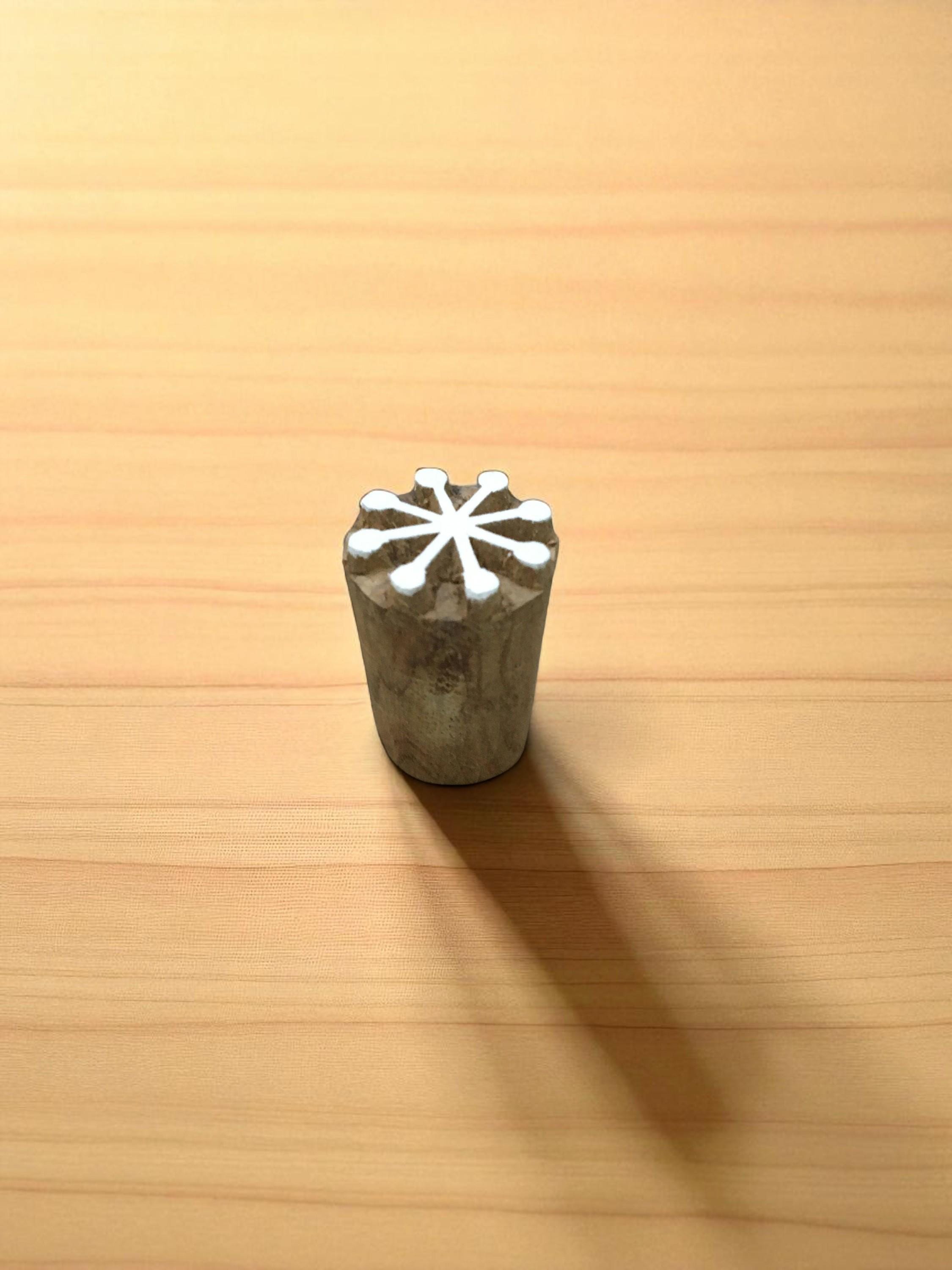 Simple Snow Flakes, hand carved Indian wood printing block; textile stamp; pottery stamp,