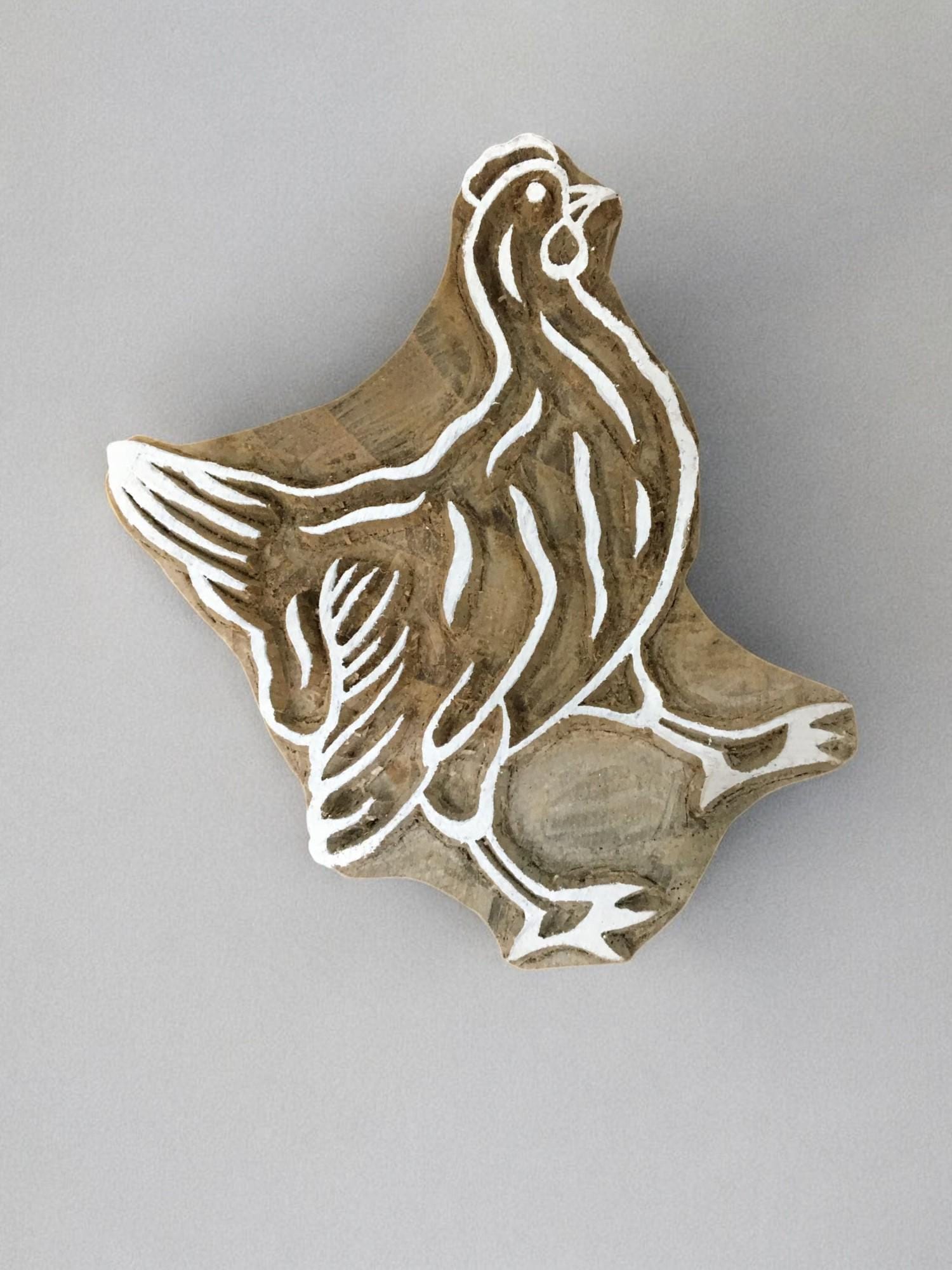 Family Of hen 02  hand carved Indian wood printing block; textile stamp; pottery stamp,
