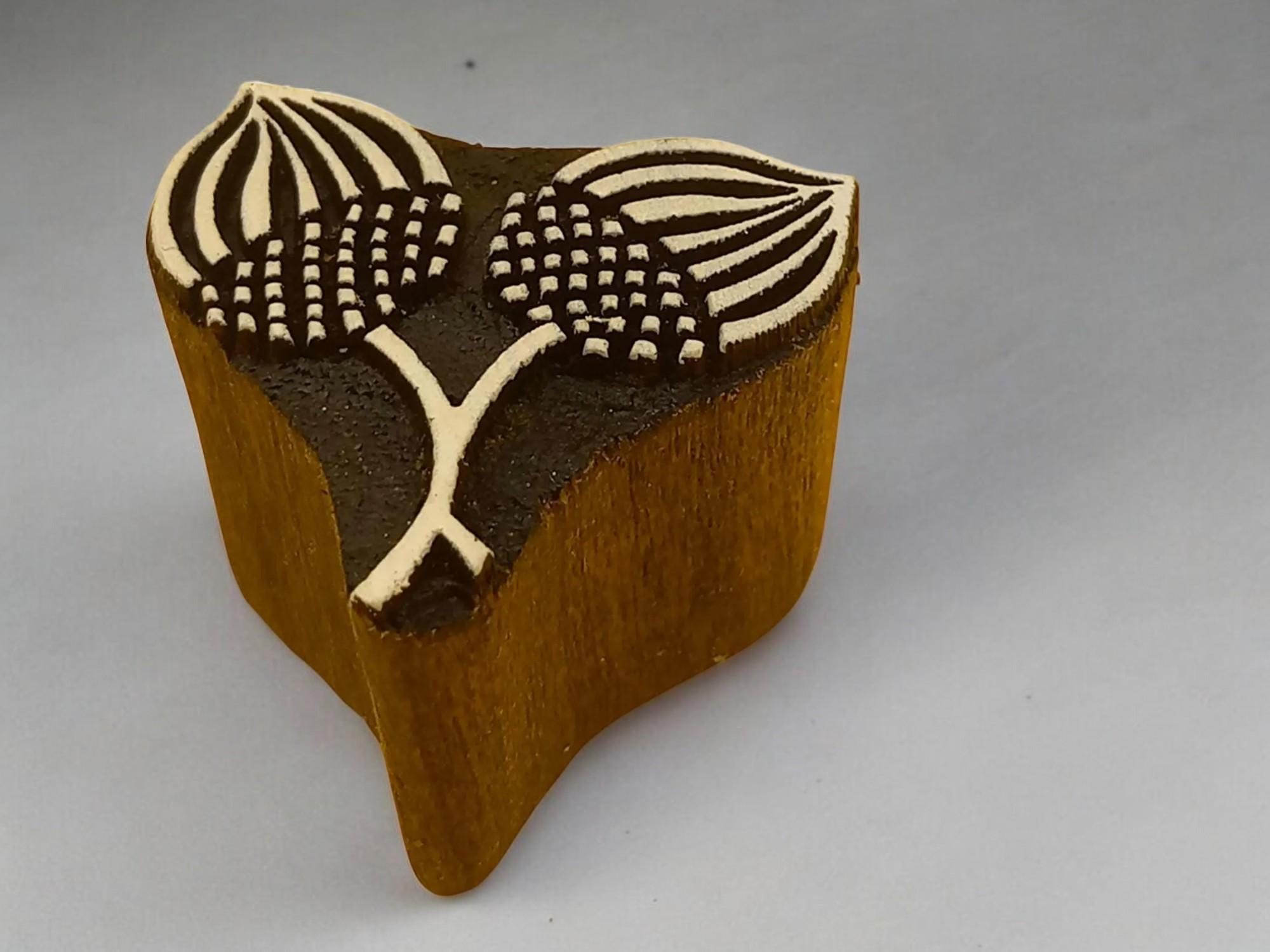 Hand Carved Acorn Wood Printing Block – Indian Textile Stamp