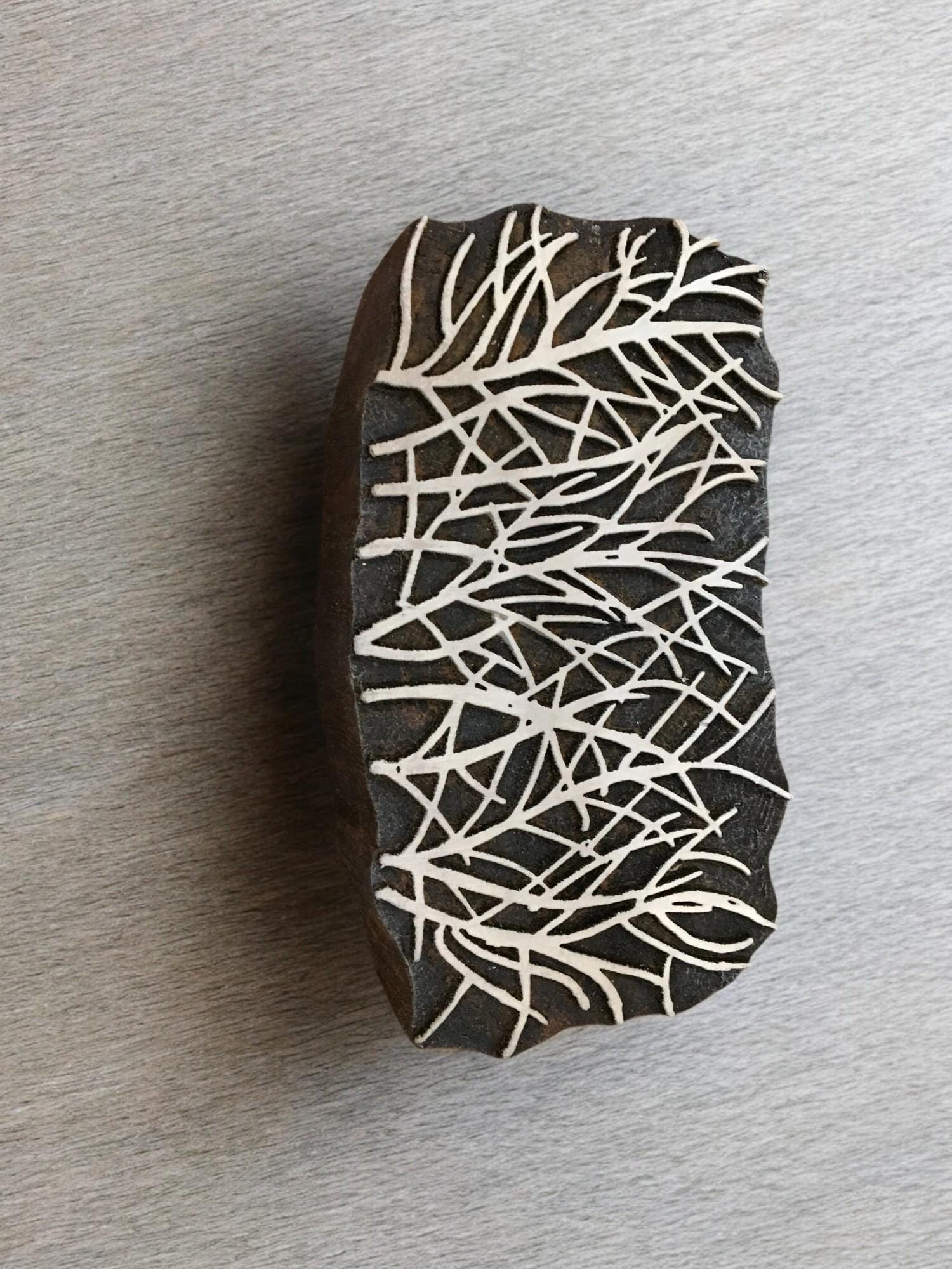 SeaGrass,  hand carved Indian wood printing block; textile stamp; pottery stamp,
