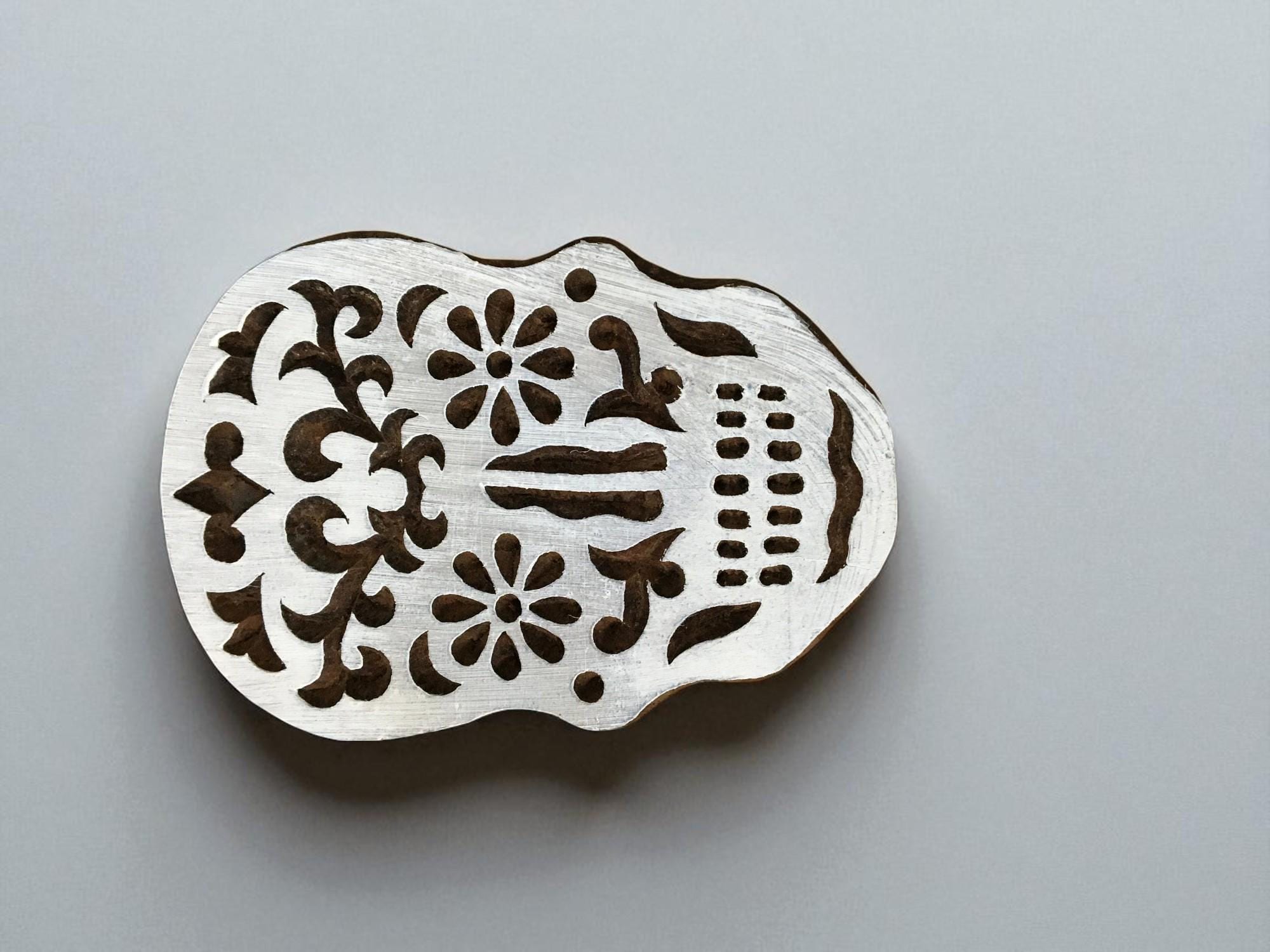 Solid Skull, hand carved Indian wood printing block; textile stamp; pottery stamp,