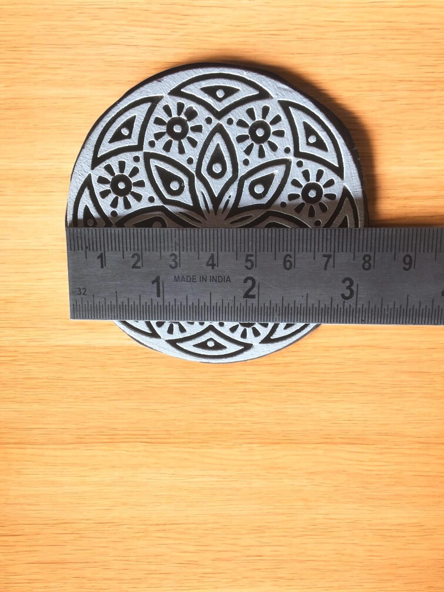 Floral Mandala Wood Stamp, Indian Textile Print Block