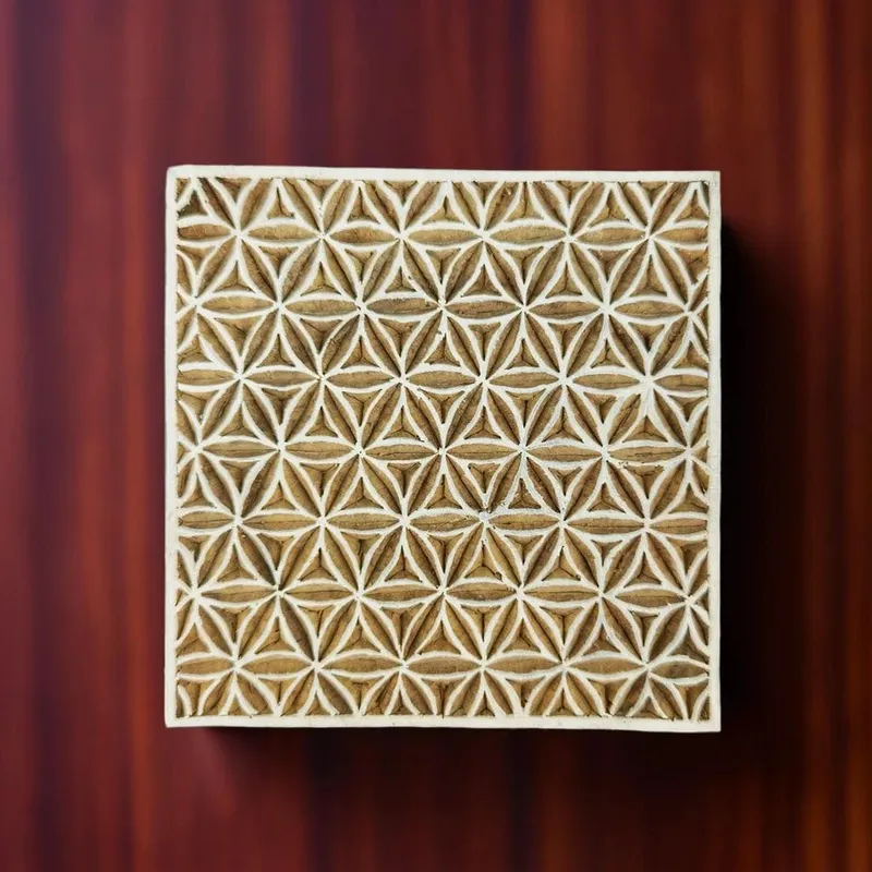 Large Geometric Printing Block | Fabric Printing and Batik Stamps