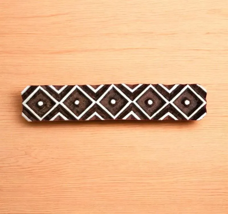 Indian Wooden Printing Block - Geometric Border