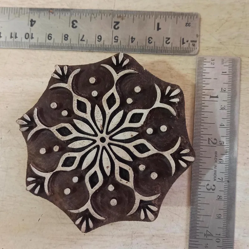Floral Mandala Wooden Printing Block Pottery Stamp, Batik Tjaps, Blaudruck stempel, floral carved stamps