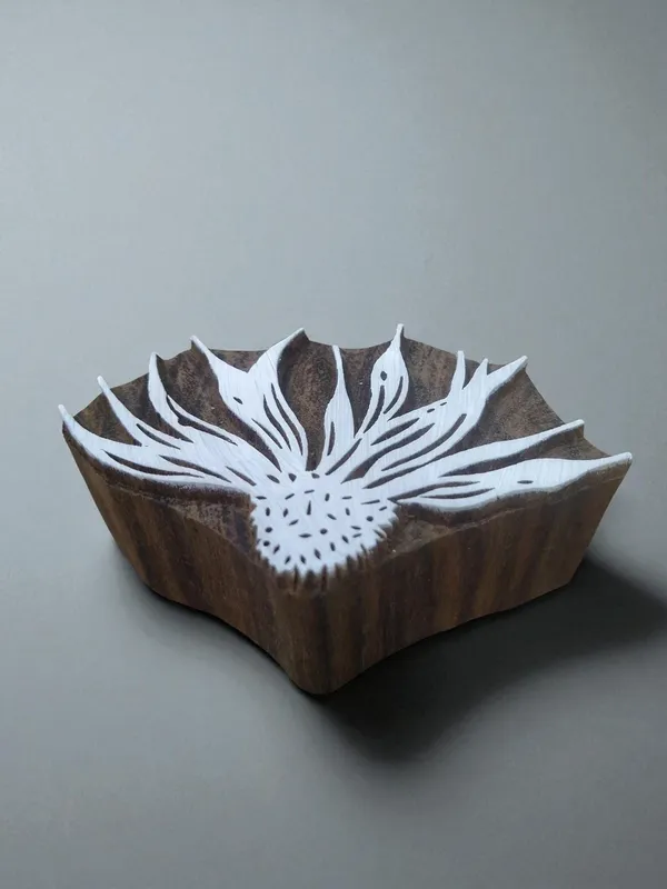 Echinacea Flower Pottery Stamp, Hand Carved Wood Printing Block