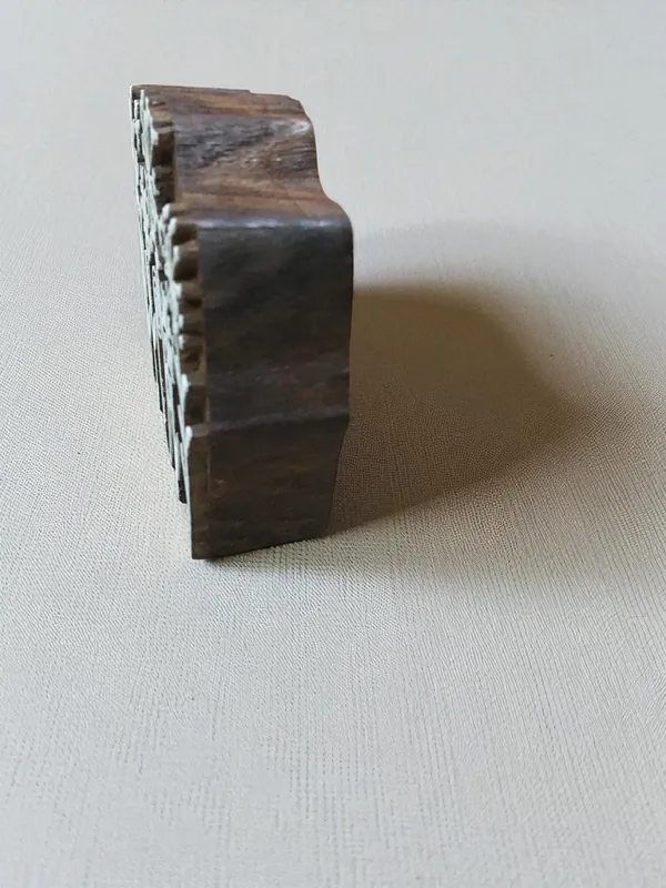A Meadow  hand carved Indian wood printing block; textile stamp; pottery stamp,