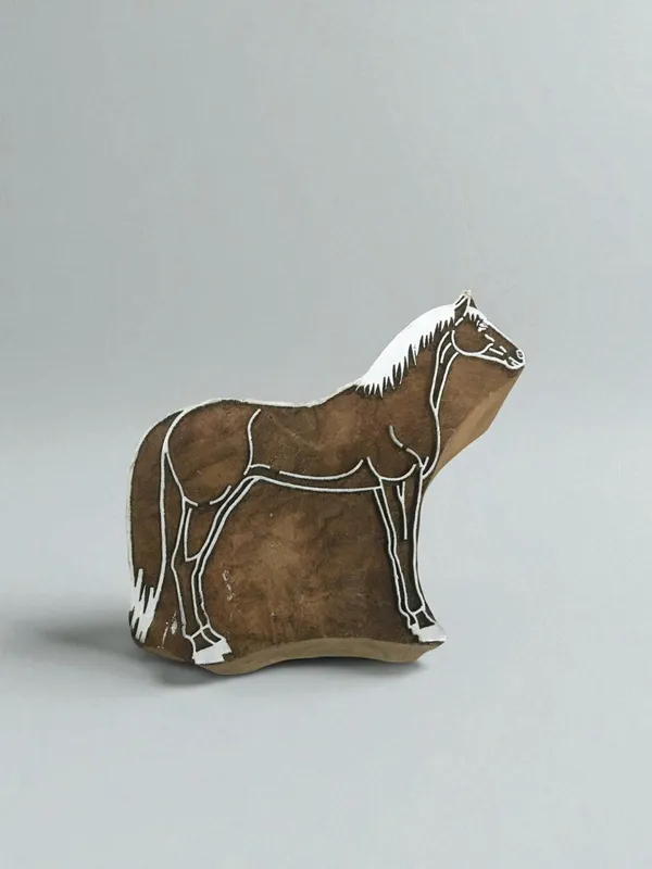 Horse Carved Indian Wood Stamp, Pottery Textile Block