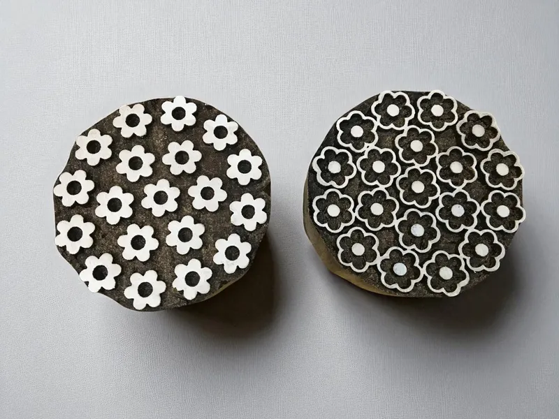 Daisy Mandala Hand Carved Wood Stamp, Indian Textile Pottery Block